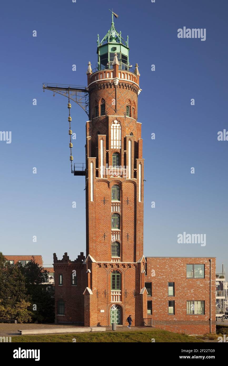 Leuchtturm Bremerhaven, Bremerhaven Oberfeuer, Neuer Hafen, Bremerhaven, Bremen, Deutschland, Europa Stockfoto