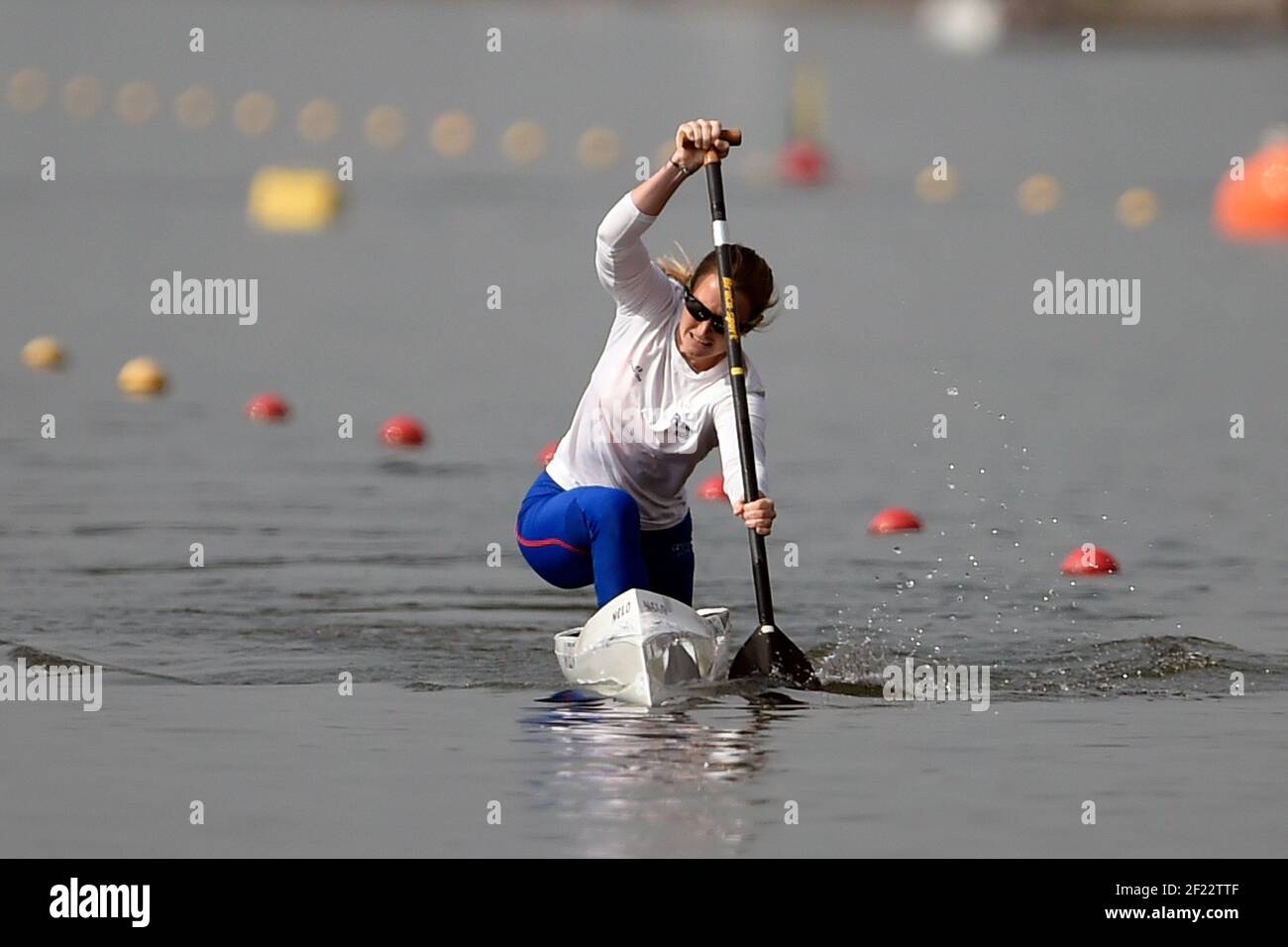 Anais Cattelet aus Frankreich tritt in C1 Frauen 200 m während der ICF Kanusprint-Weltmeisterschaft 2017 in Racice, Tschechische Republik, Tag 3, 25th. August 2017 - Foto Jean-Marie Hervio / KMSP / DPPI Stockfoto