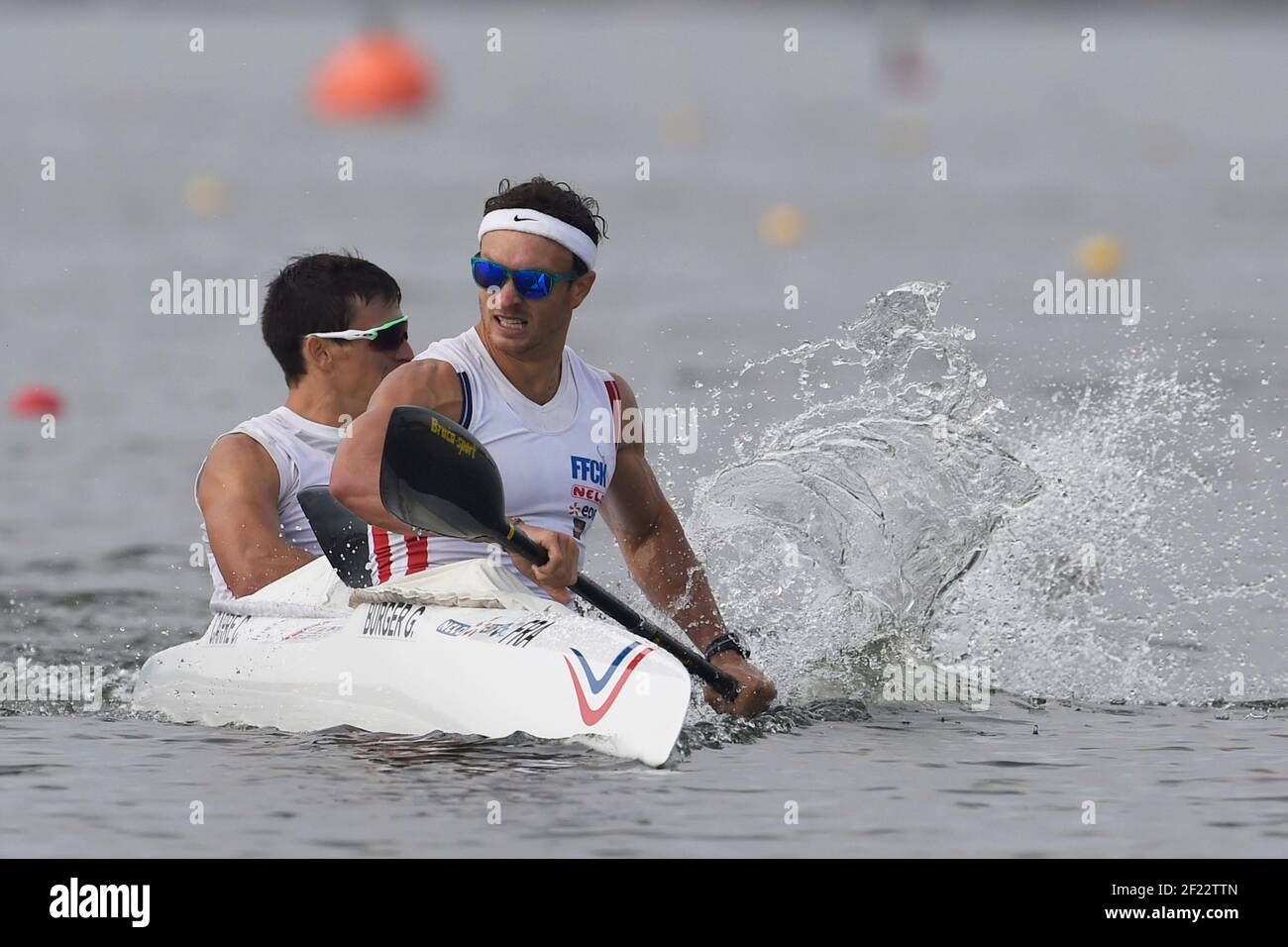 Guillaume Burger und Cyrille Carre aus Frankreich treten K2 Männer 1000 m während der ICF Kanusprint-Weltmeisterschaft 2017 in Racice, Tschechische Republik, Tag 4, 26th. August 2017 - Foto Jean-Marie Hervio / KMSP / DPPI Stockfoto