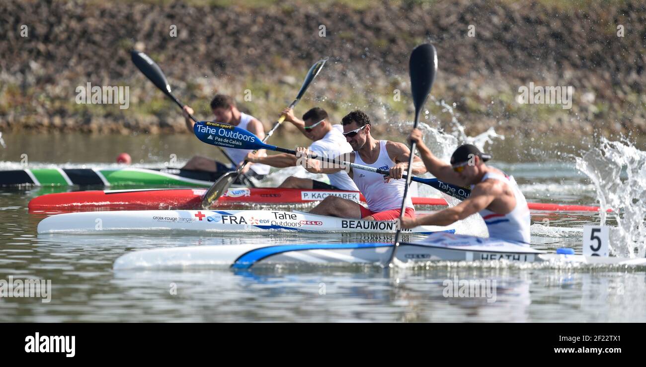 Maxime Beaumont aus Frankreich tritt K1 Männer 200 m bei der ICF Kanusprint-Weltmeisterschaft 2017 in Racice, Tschechische Republik, Tag 4, 26th. August 2017 - Foto Jean-Marie Hervio / KMSP / DPPI Stockfoto