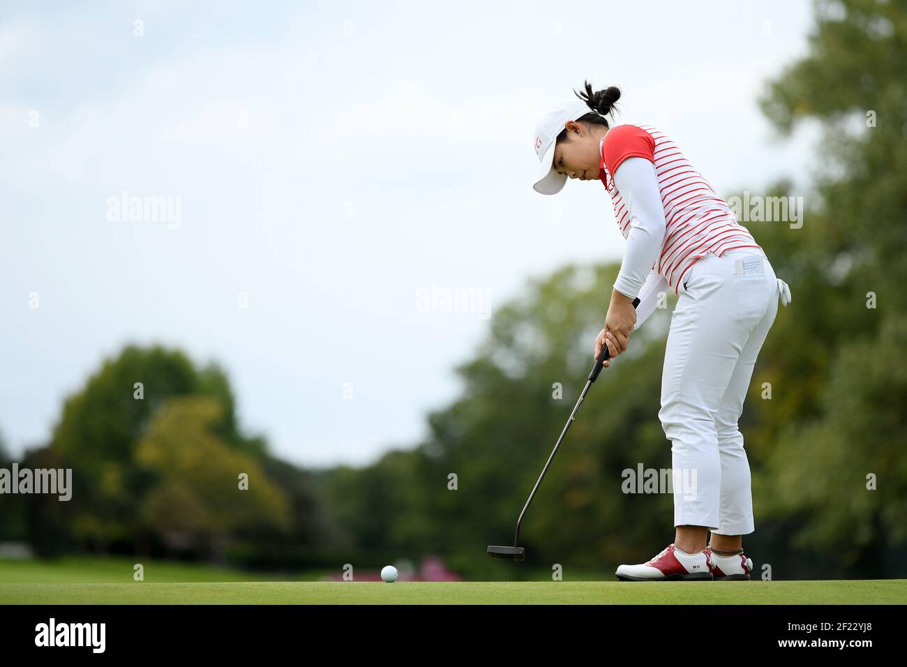 Moriya Jutanugarn tritt am 17. September 2017 im Evian Resort Golf Club in Evian-Les-Bains in der Endrunde der LPGA Evian Championship 2017 an. Foto Philippe Millereau / KMSP / DPPI Stockfoto