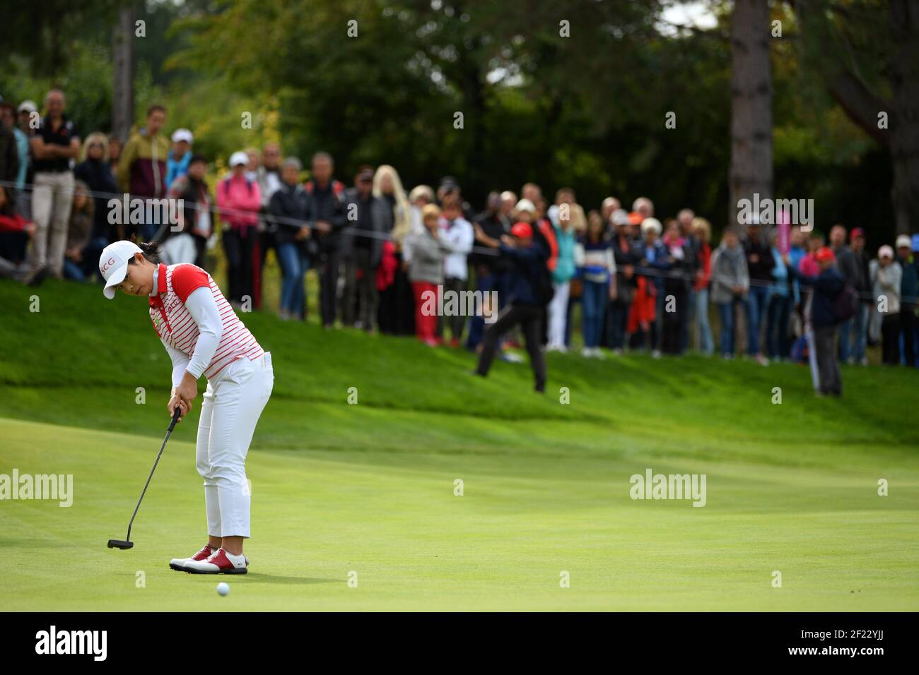 Moriya Jutanugarn tritt am 17. September 2017 im Evian Resort Golf Club in Evian-Les-Bains in der Endrunde der LPGA Evian Championship 2017 an. Foto Philippe Millereau / KMSP / DPPI Stockfoto
