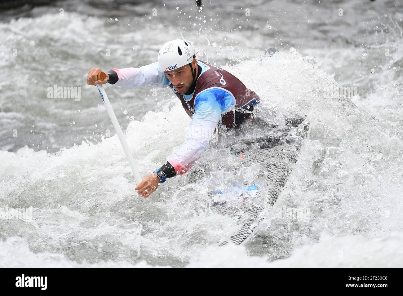 Denis Gargaud Chanut (FRA) tritt in C1 Männern während der 2017 ICF Kanu-Kajak-Slalom und Downhill-Weltmeisterschaft in Pau, Frankreich, Tag 5, 30th. September 2017 - Foto Julien Crosnier / KMSP / DPPI Stockfoto