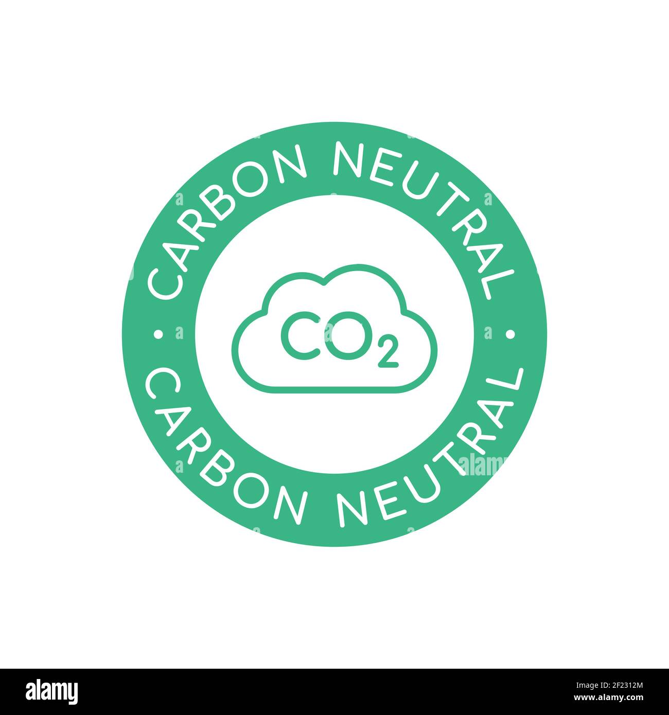 Kohlenstoffneutrales Etikett mit Wolke im Kreis. Grünes CO2-Neutralzeichen, Symbol, Symbol. Null-Emission-Konzept. Umweltfreundlicher Stempel. Vektor Stock Vektor