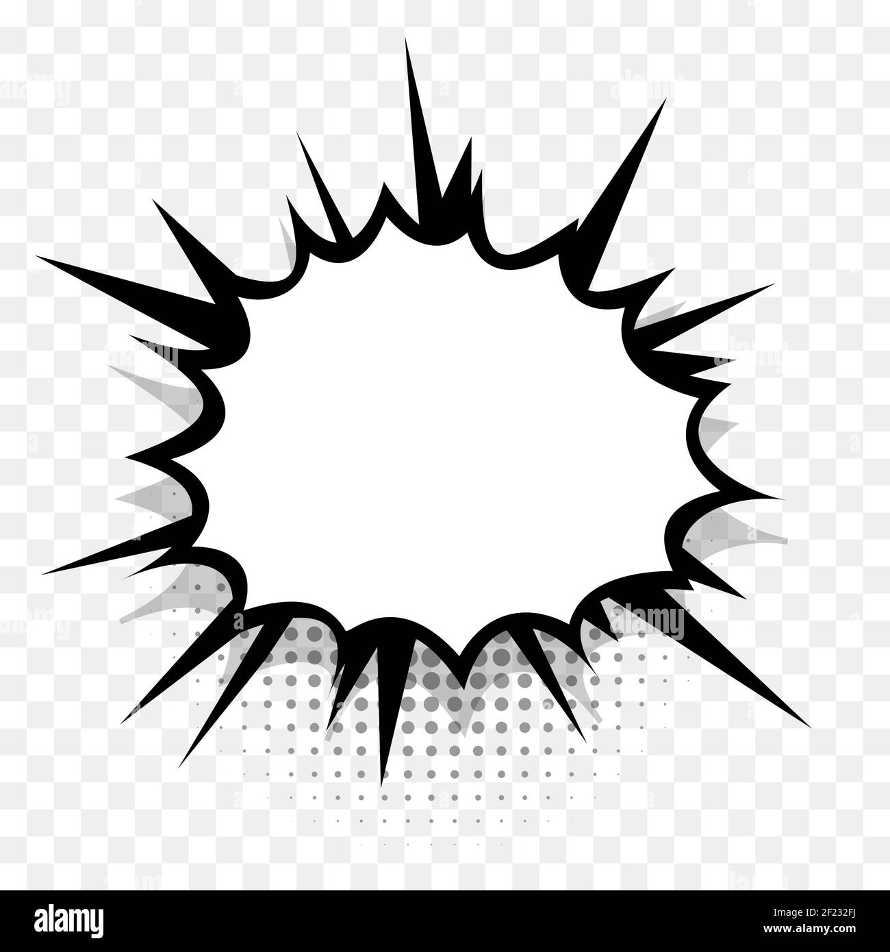 Comics Sprechblase für Text Pop Art Design. Weiße leere Dialogwolke für Halbtonschatten von Textnachrichten. Comics Skizze Explosion Stern Splash Comic boo Stock Vektor