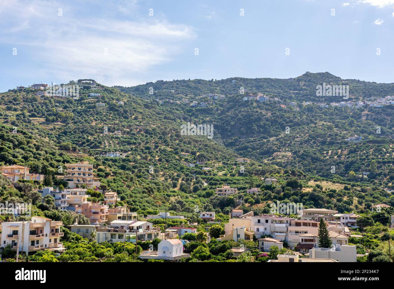 Häuser in den Bergen auf der Insel Kreta. Stockfoto