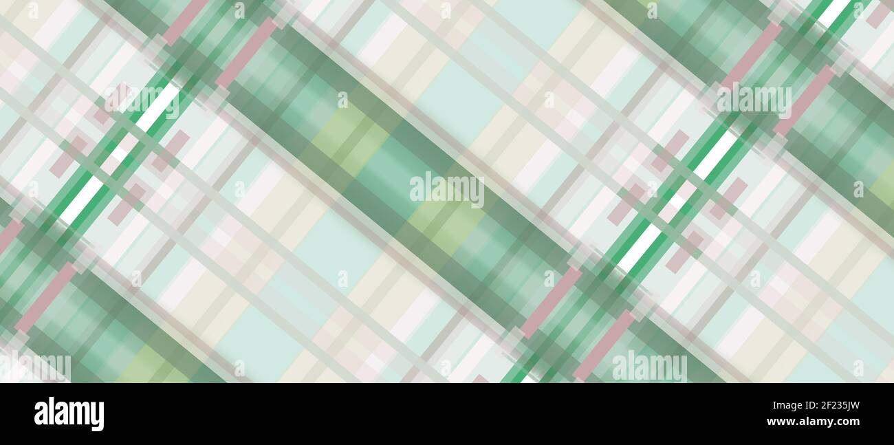 Geometrischer Hintergrund in Grün- und Beigetönen. Mehrfarbige Kreuzstreifen. Abstraktes Muster, modernes Design. Technologievorlage für Webbanner Stockfoto