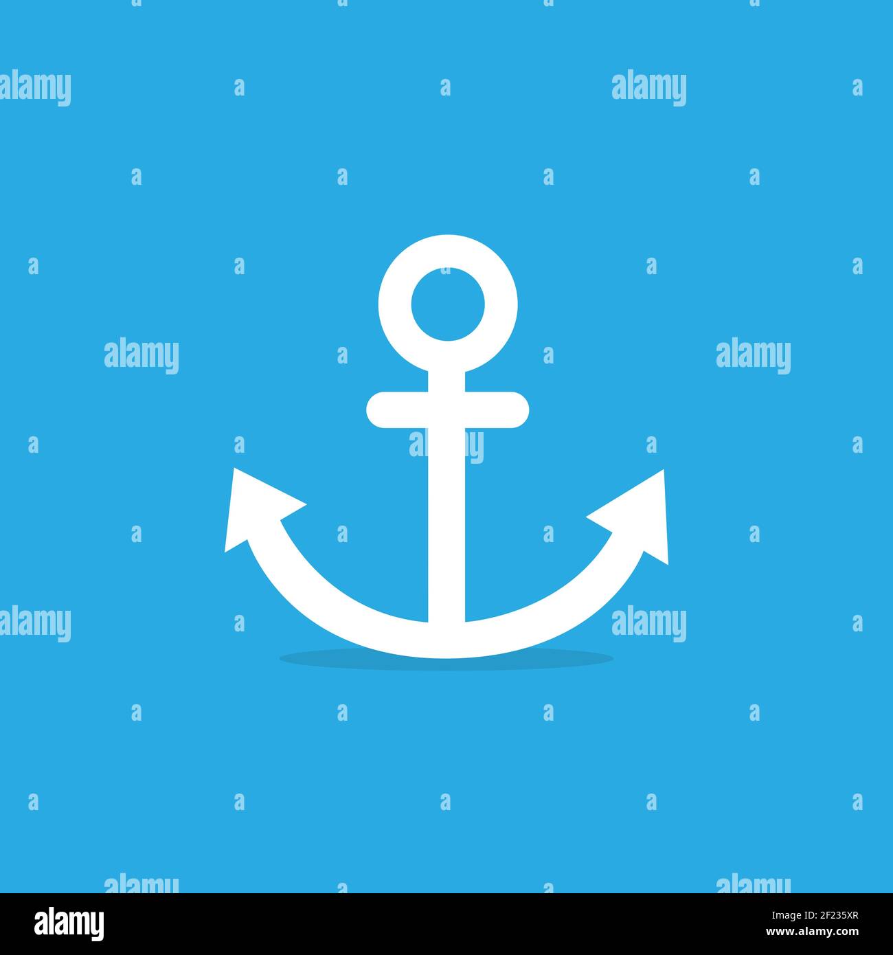 Anker-Symbol auf blauem Hintergrund. Vektor EPS 10 Stock Vektor