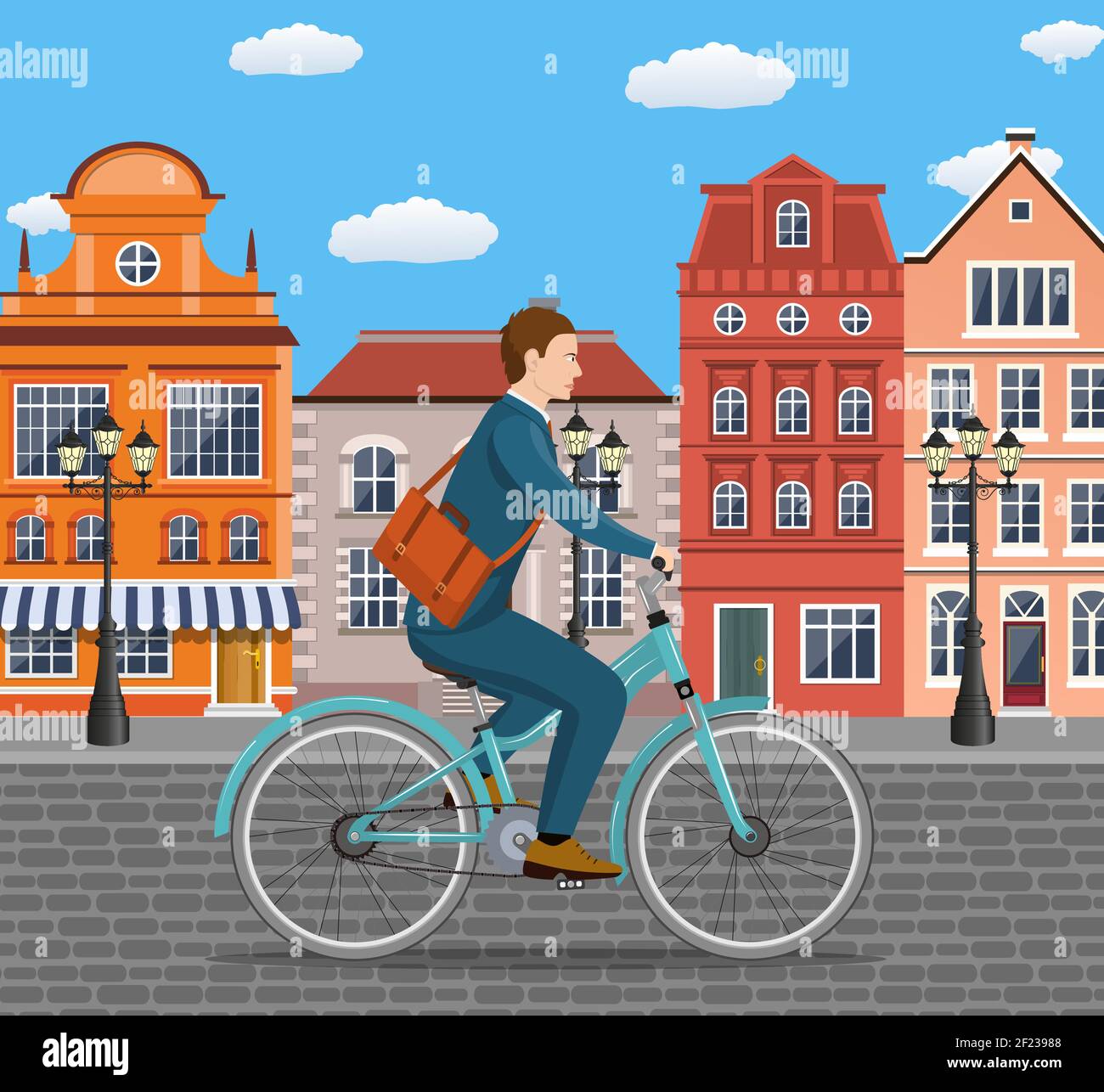 Geschäftsmann auf dem Fahrrad. Stock Vektor