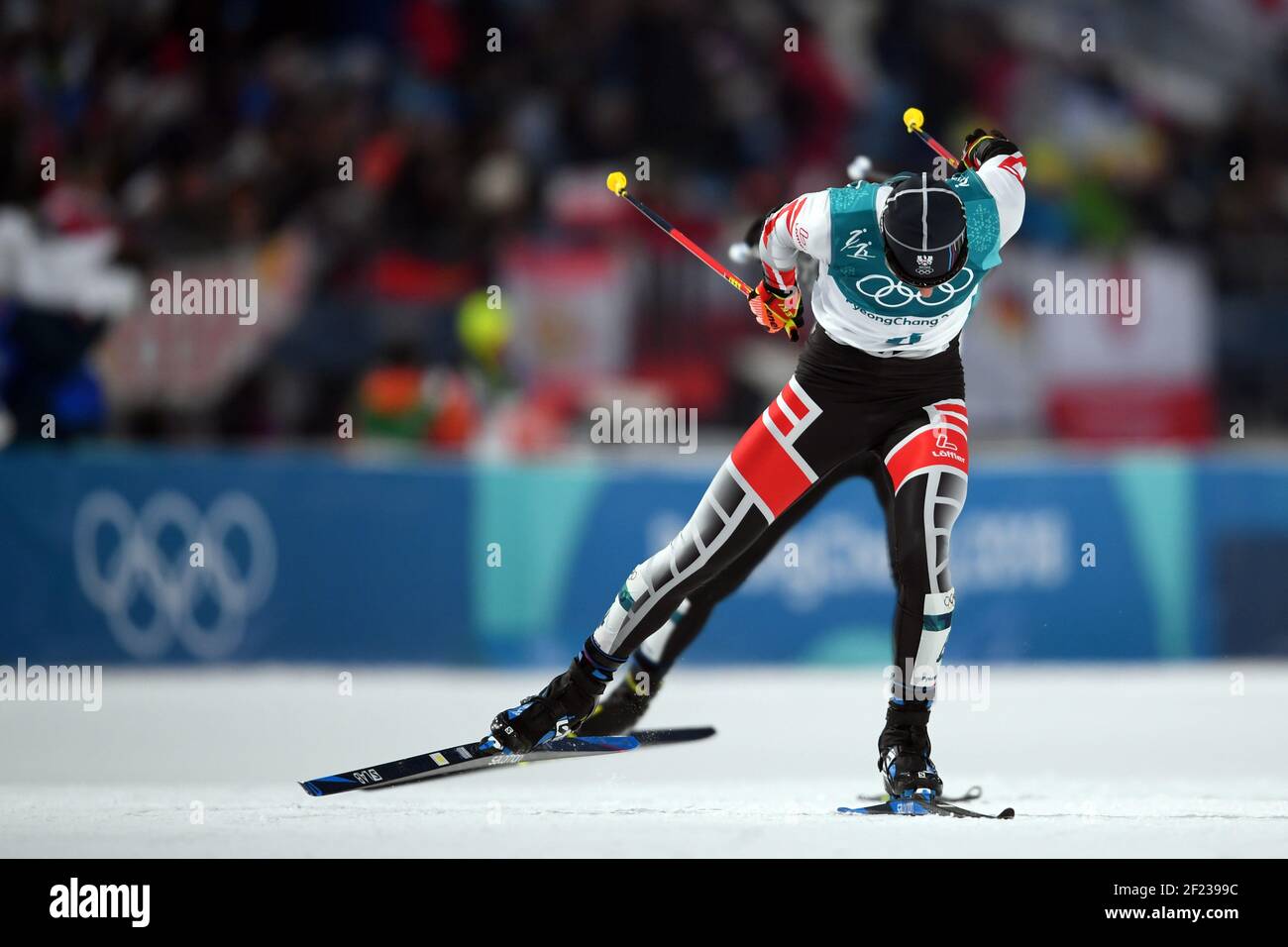 Franz-Joseph Rehrl (AUT) während der XXIII. Olympischen Winterspiele Pyeongchang 2018, Nordische Kombination, individueller Herren-Langlauf 10km, am 14. Februar 2018, im Alpensia Cross-Country Center in Pyeongchang, Südkorea - Photo Pool / KMSP / DPPI Stockfoto