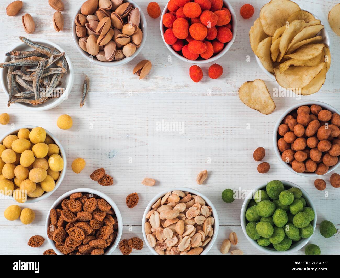 Verschiedene Snacks für Bier Stockfoto