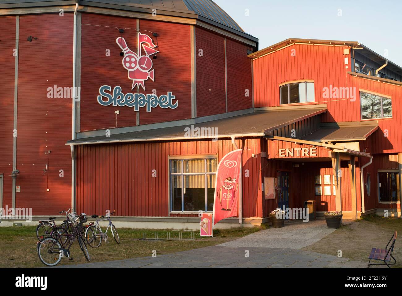 Gebäude Skeppet und Eingang in Pite havsbad Pitea Schweden Stockfoto