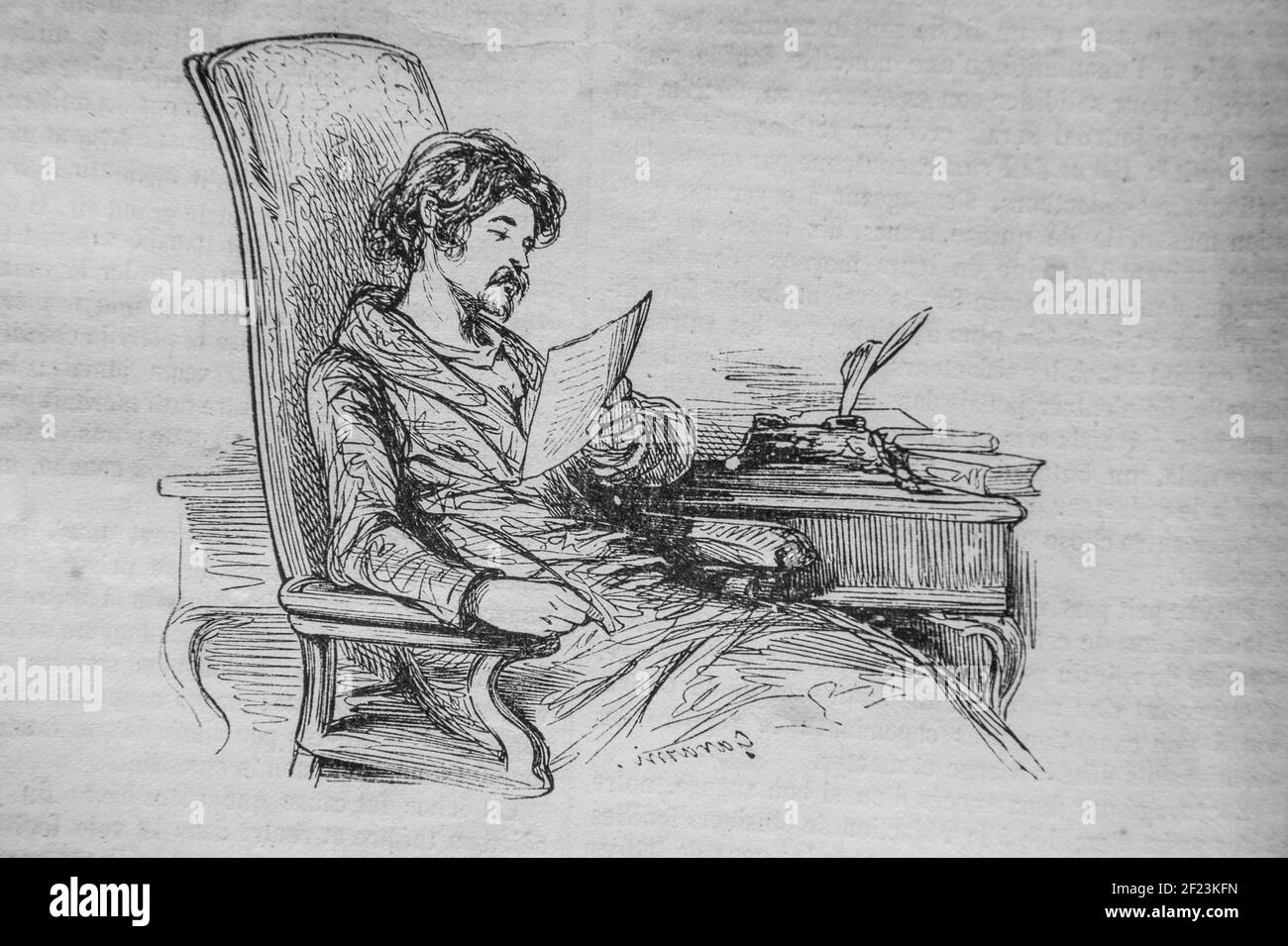 le debutant litteraire, les français peints par eux-memes,eieur n.j. philippart 1861 Stockfoto