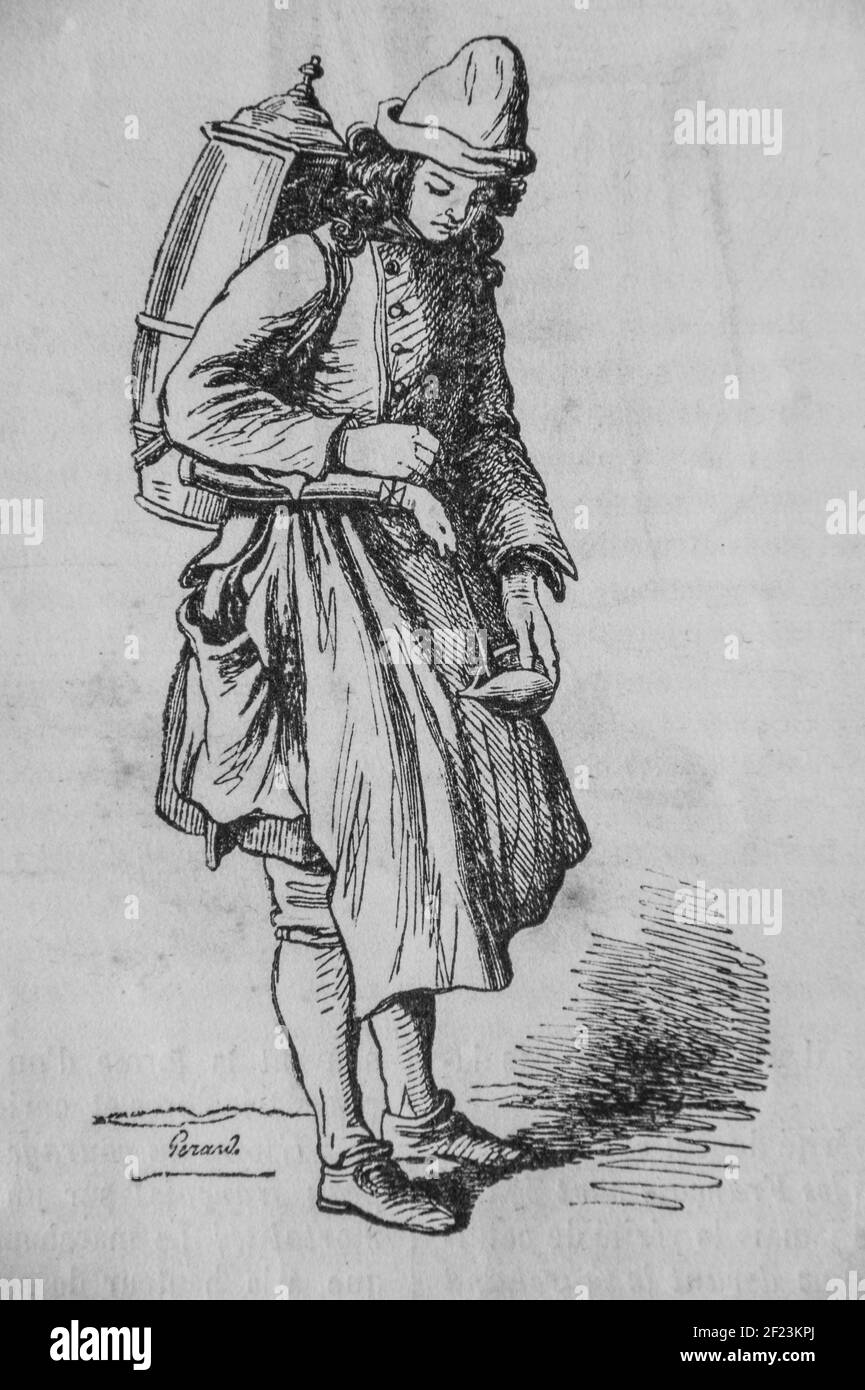 le Marchant de Coco sous louis XV , les français peints par eux-memes,eieur n.j. philippart 1861 Stockfoto