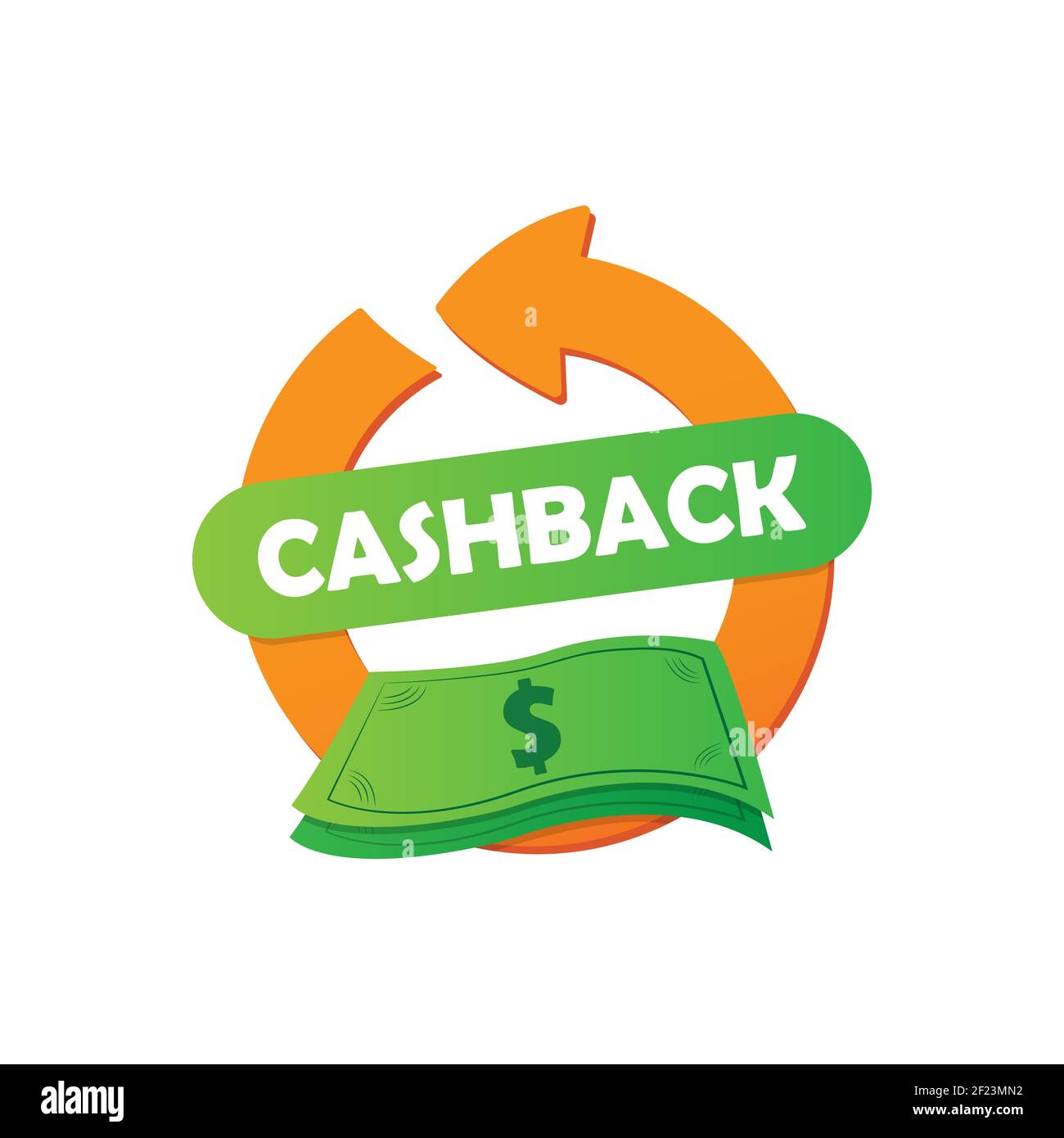 Cashback für Einkäufe. Erstattung eines Teils des Geldes für Einkäufe. Vektorgrafik EPS 10 Stock Vektor