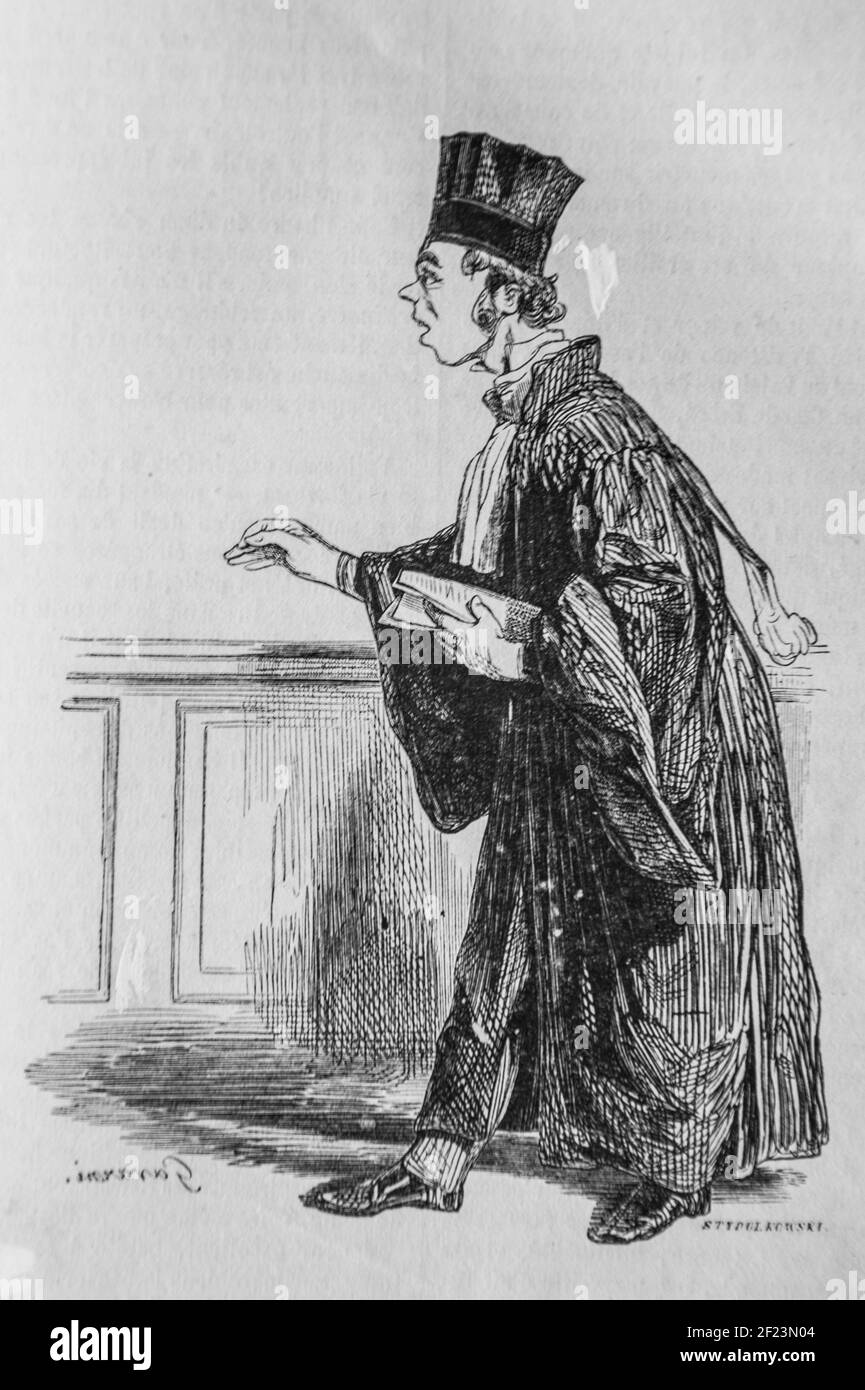 l'avocat, les français peints par eux-memes,eieur n.j. philippart 1861 Stockfoto