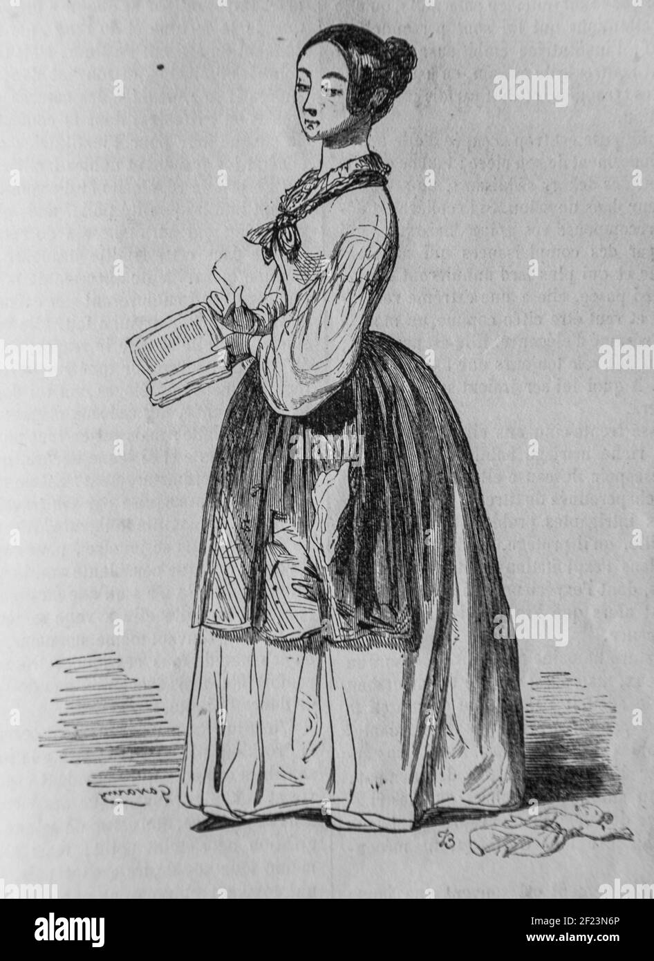 l'institutrice, les français peints par eux-memes,eiteur n.j. philippart 1861 Stockfoto