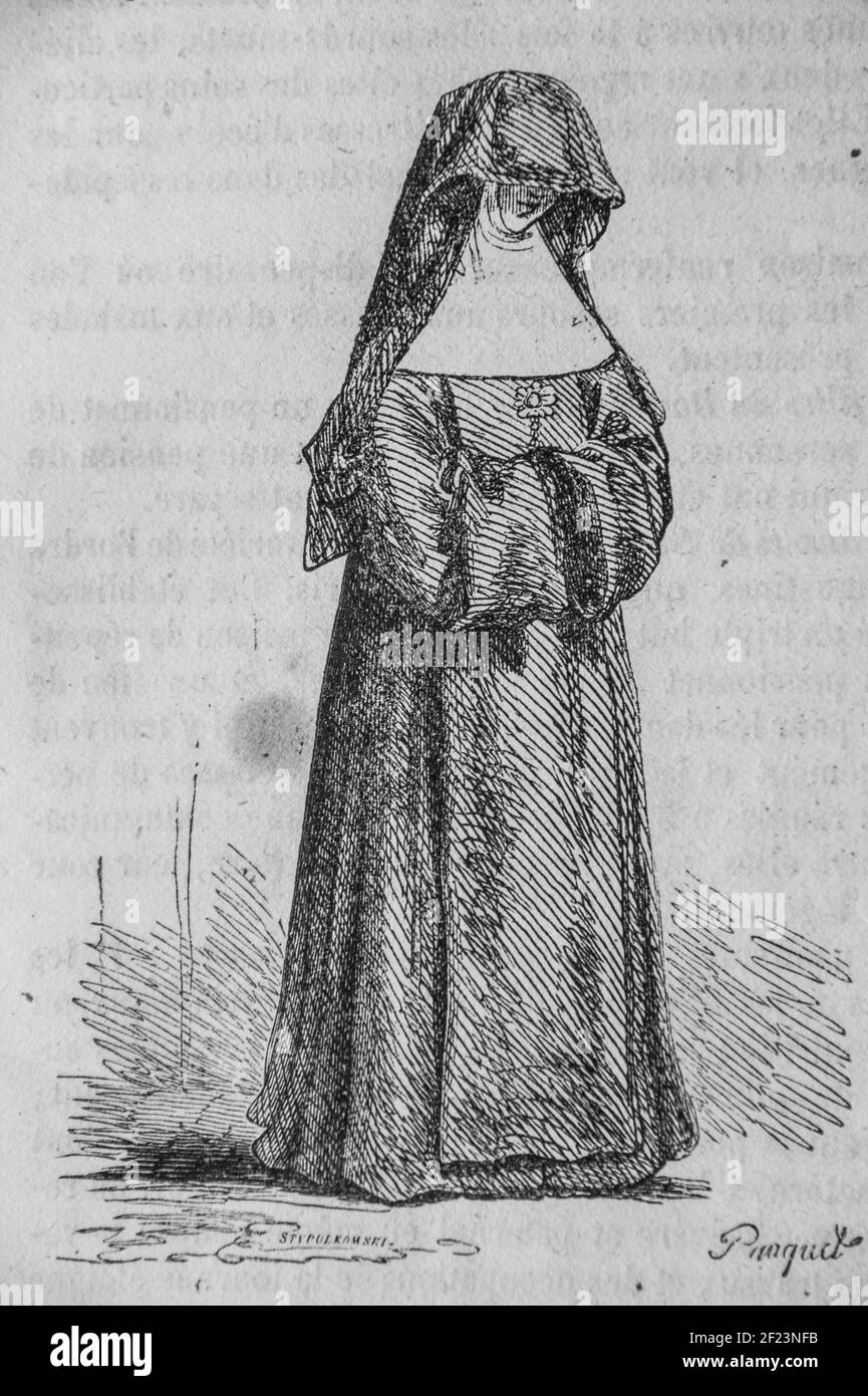 la religieuse,dame annonciade celeste, les français peints par eux-memes,eieur n.j. philippart 1861 Stockfoto