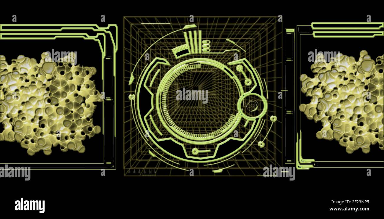 Abstrakt futuristische Cyber-Technologie Hintergrund. Sci-Fi-Schaltungsdesign Stockfoto