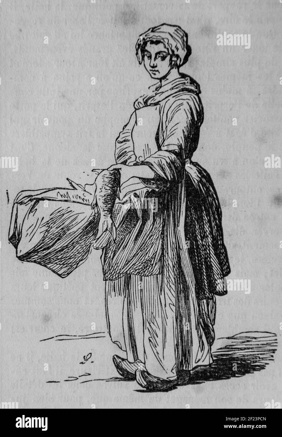 la marchande de poisson sous louis XV, les français peints par eux-memes,eieur n.j. philippart 1861 Stockfoto