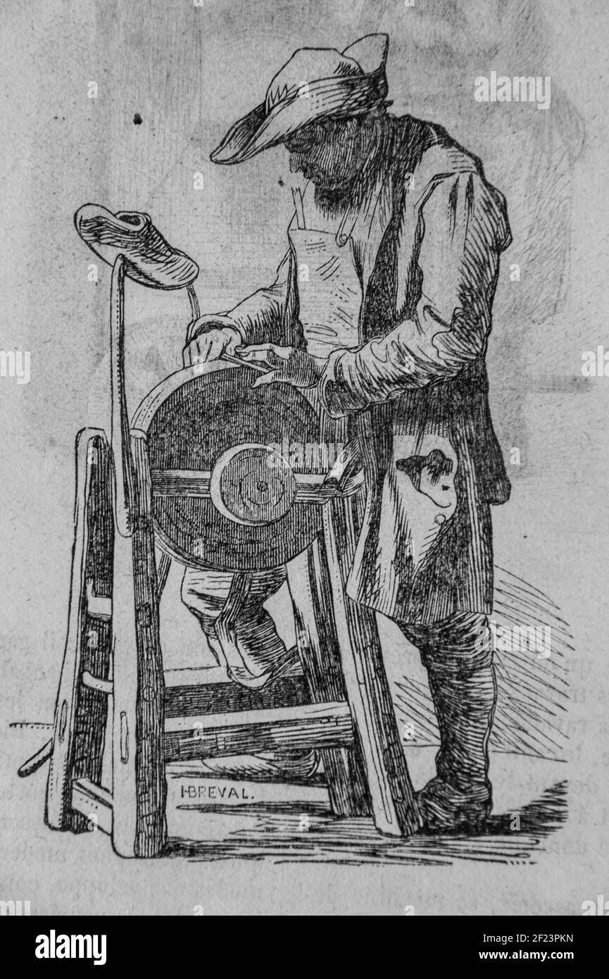 Remouleur sous louis XV, les français peints par eux-memes,eieur n.j. philippart 1861 Stockfoto