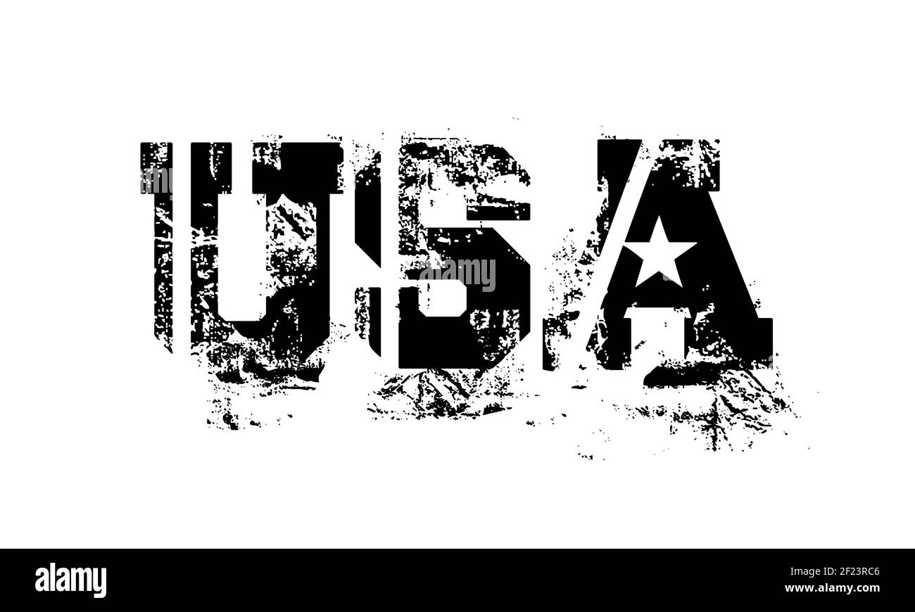 Text USA - Vereinigte Staaten von Amerika. Die Inschrift auf weißem Hintergrund. Vektorgrafik EPS 10 Stock Vektor