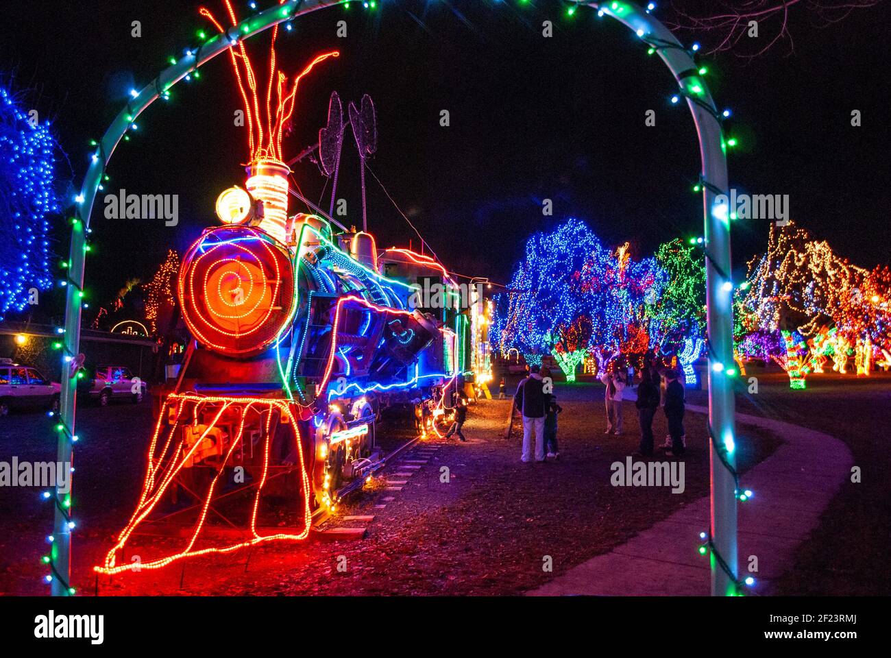 Weihnachtsdekoration im Lewiston City Park, Lewiston, Idaho Stockfoto
