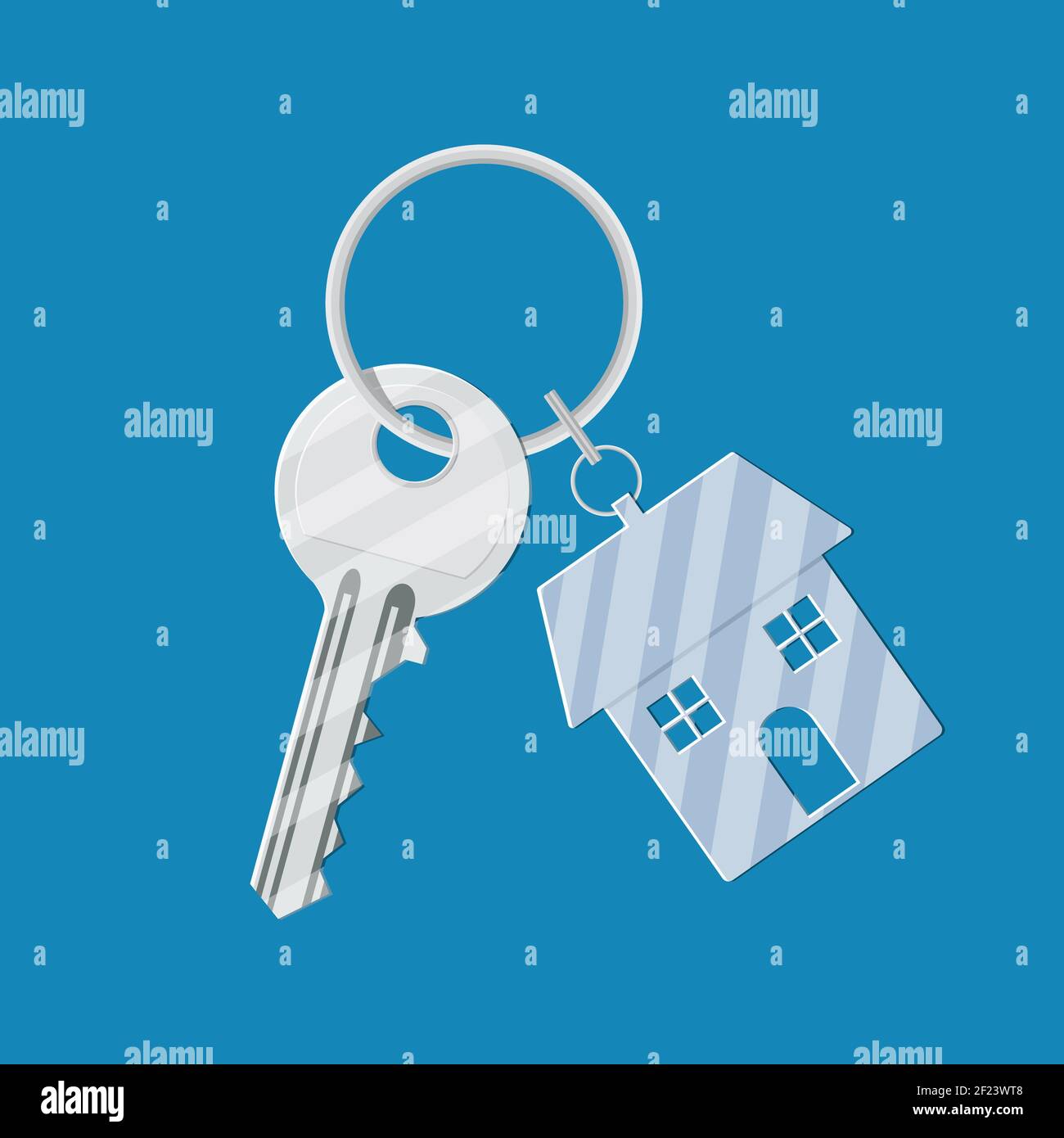 Metallschlüssel mit Schlüsselanhänger Haus Stock Vektor