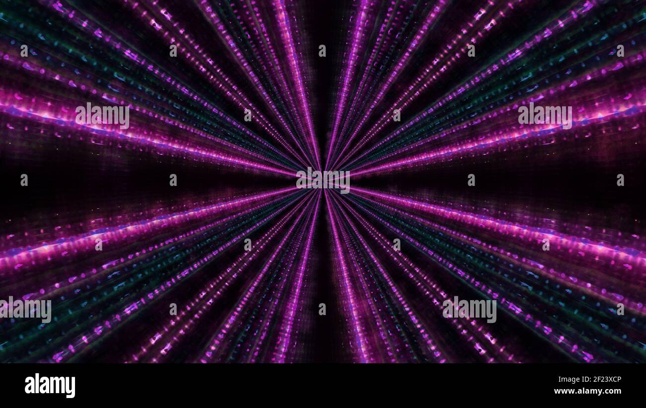 3D Illustration von leuchtenden violetten Linien Stockfoto