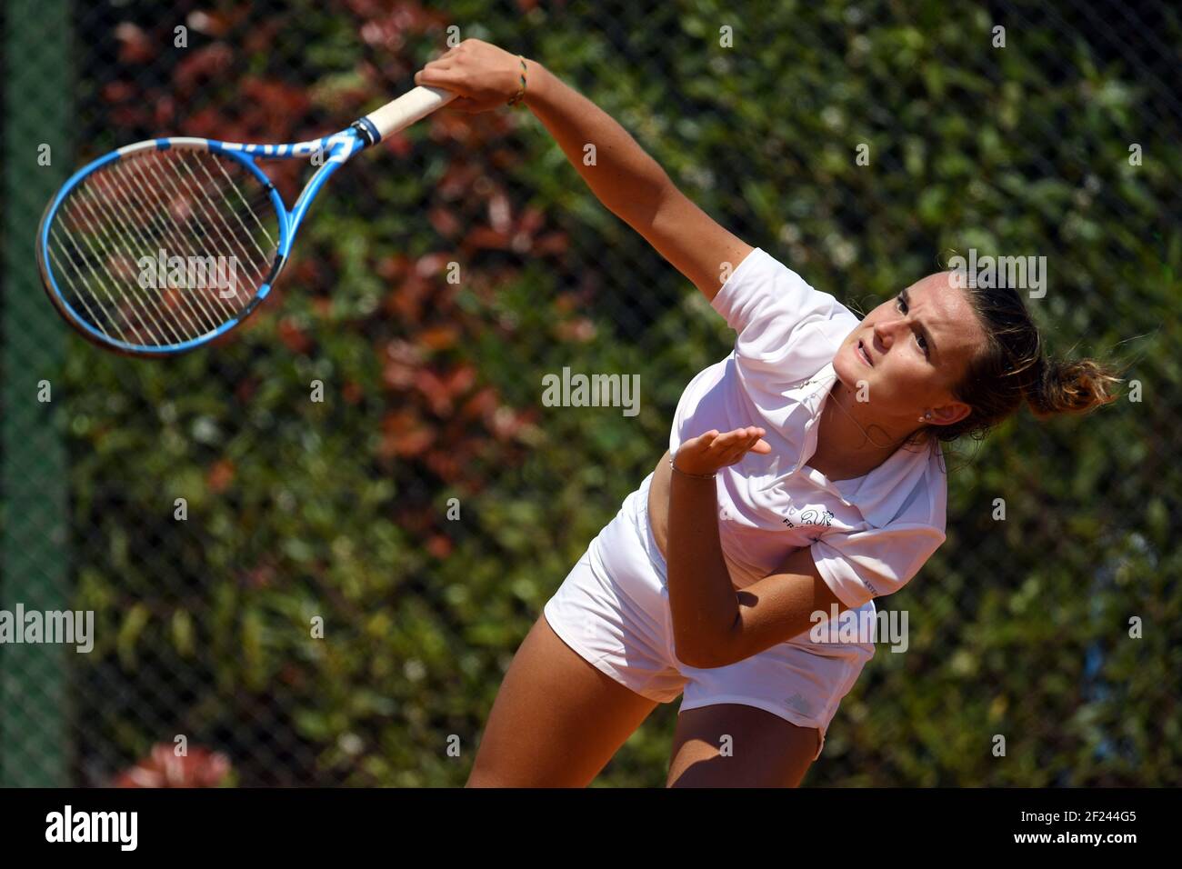 Clara Burel (Fra) tritt in Tennis Frauen Singles während der Olympischen Jugendspiele in Buenos Aires in Argentinien, Tag 3, 8. Oktober 2018, Foto Philippe Millereau / KMSP / DPPI Stockfoto