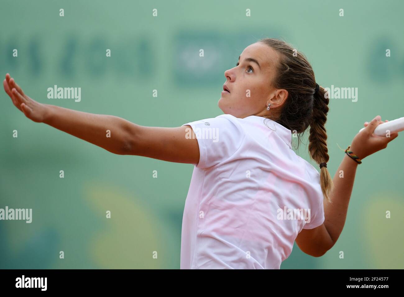 Clara Burel (Fra) tritt in Tennis Frauen Singles während der Olympischen Jugendspiele in Buenos Aires in Argentinien, Tag 6, 11. Oktober 2018, Foto Philippe Millereau / KMSP / DPPI Stockfoto