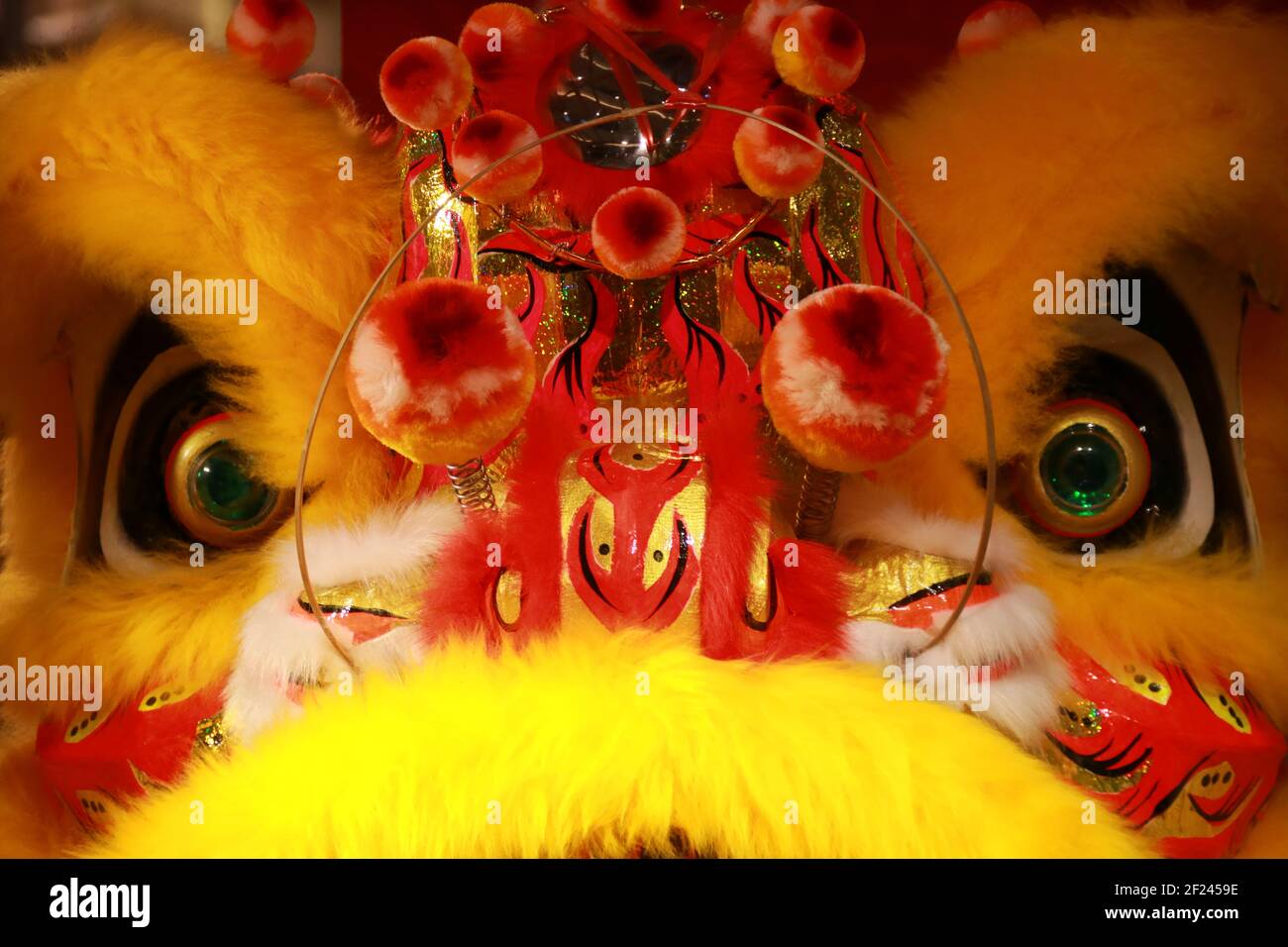 Chinesische Löwentanz Köpfe auf dem Display Stockfoto