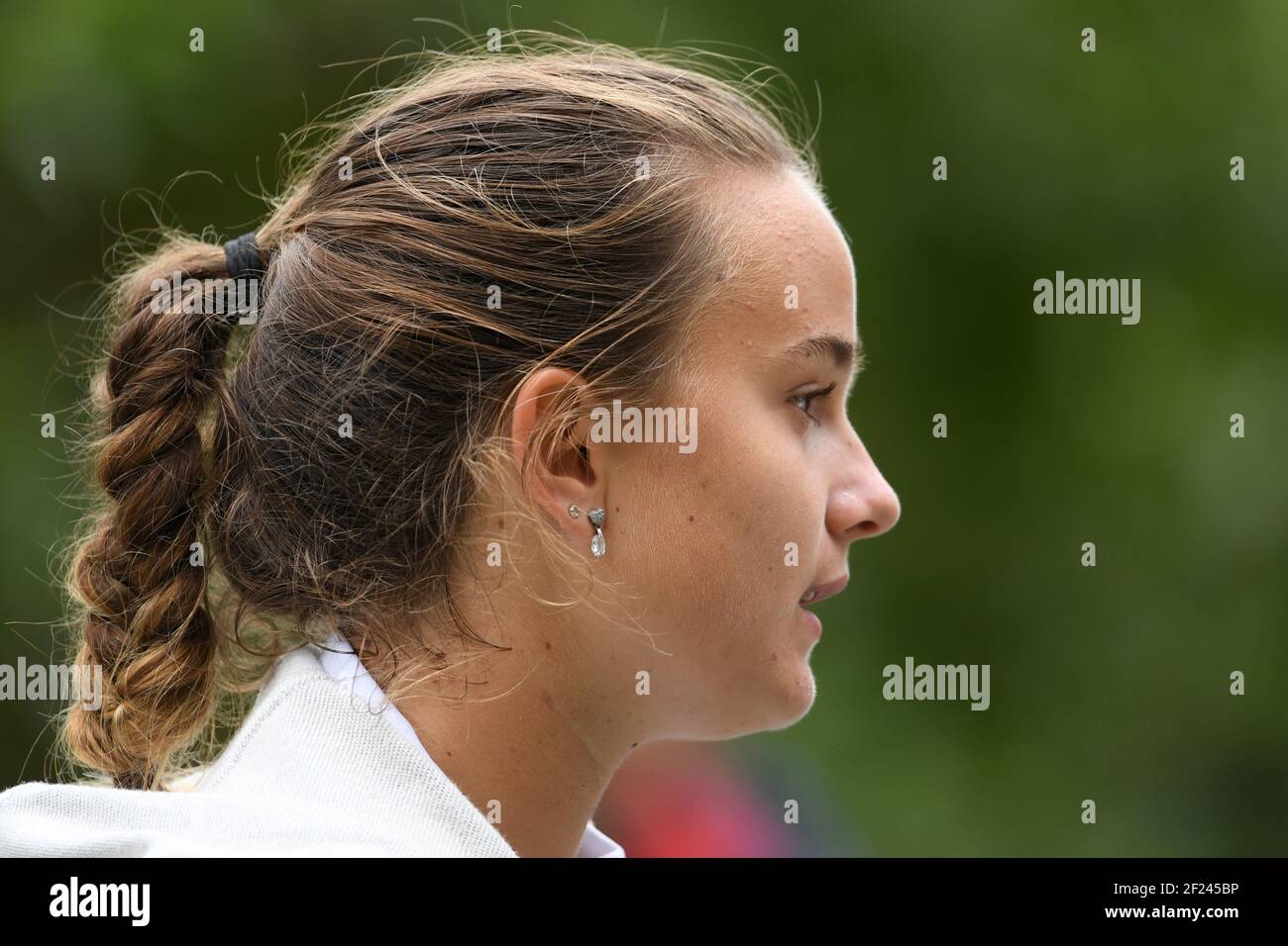 Clara Burel (Fra) tritt in Tennis Frauen Singles während der Olympischen Jugendspiele in Buenos Aires in Argentinien, Tag 6, 11. Oktober 2018, Foto Philippe Millereau / KMSP / DPPI Stockfoto
