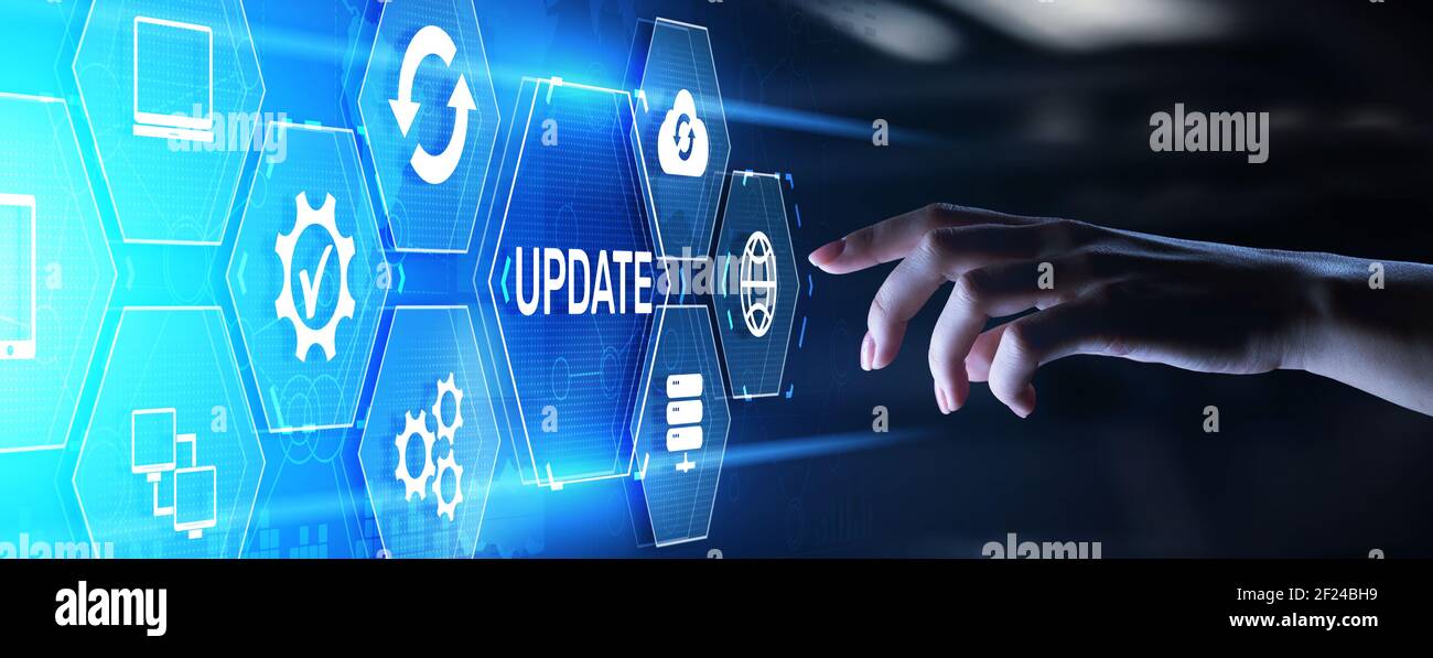 Update Software System Upgrade Download neue Version Internet-Technologie-Konzept Stockfoto