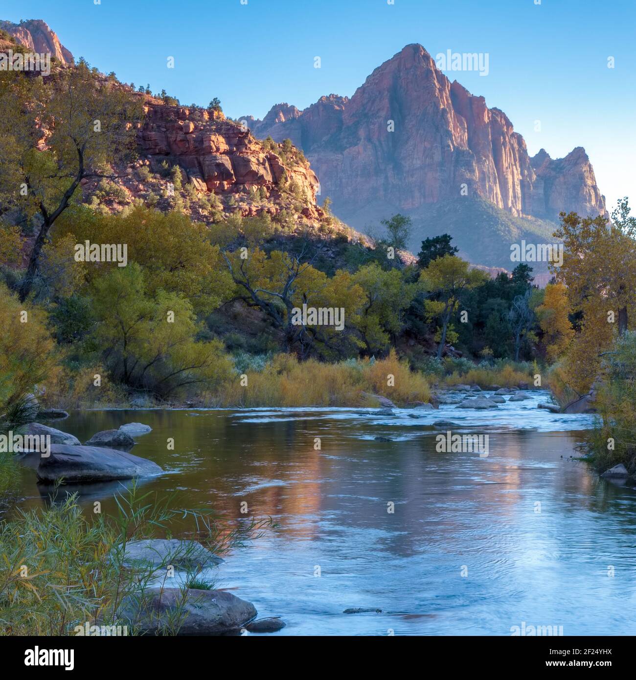 Sonnenuntergang über der Virgin River Valley Stockfoto