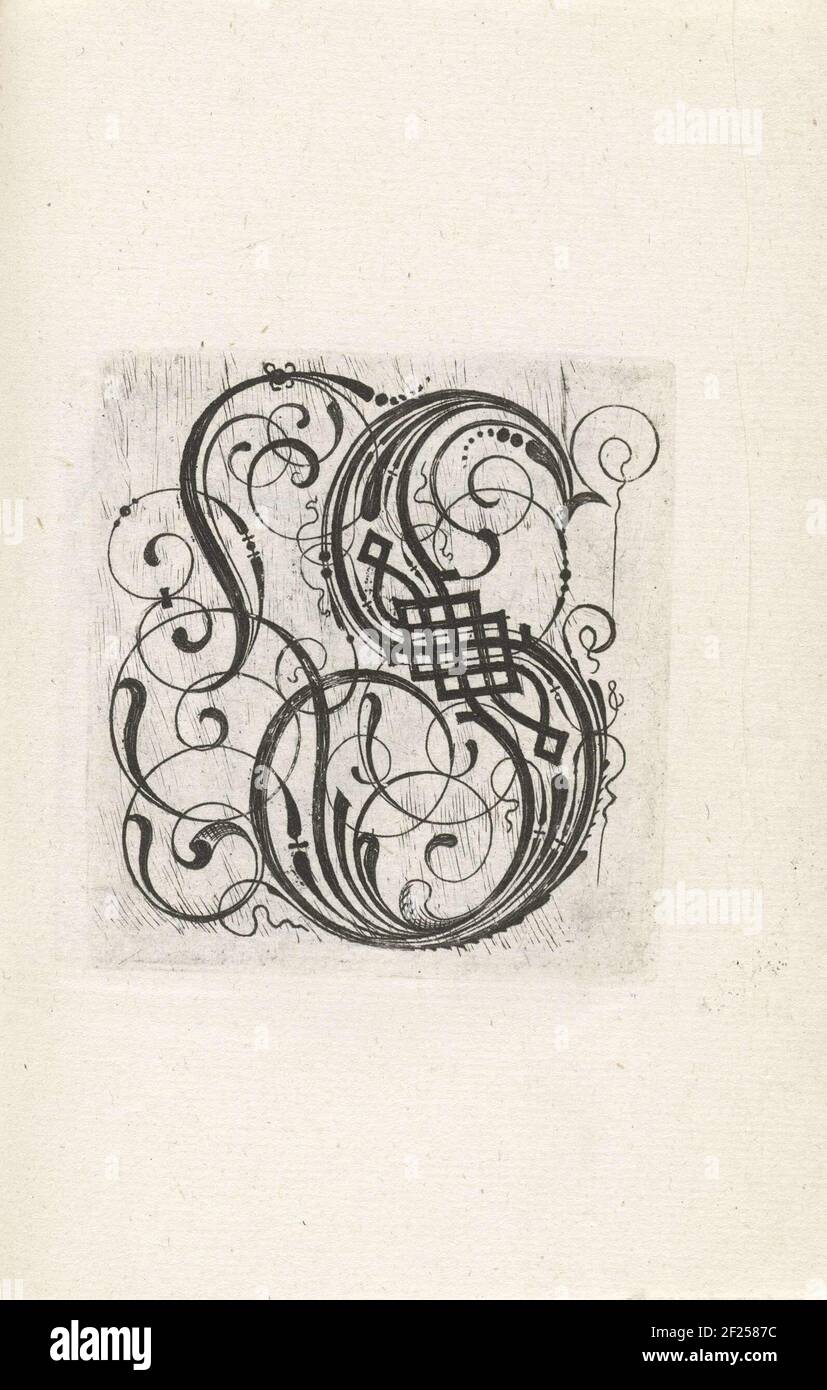 Aus Serie von 24 gotischen Buchstaben mit Zopf: A-I, K-T und V-z. Stockfoto