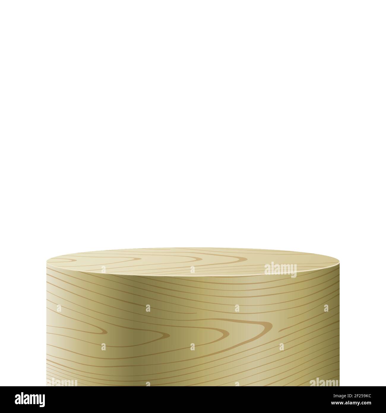 Eine abstrakte Holzsäule isoliert auf weißem Hintergrund. Tube Shape ästhetischen Display-Ständer mit freiem Platz für ein Objekt, Produkt oder Text Platzierung. Stock Vektor