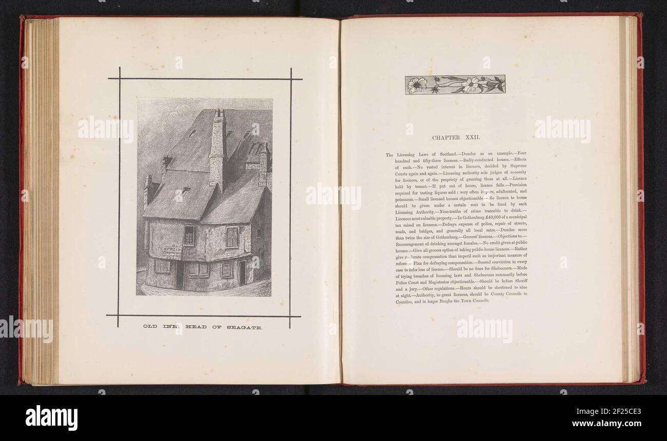 Fotoproduktion von (vermutlich) einem Druck, der das alte Gasthaus zum Seagate in Dundee darstellt; altes Gasthaus, Kopf von Seagate .. Stockfoto