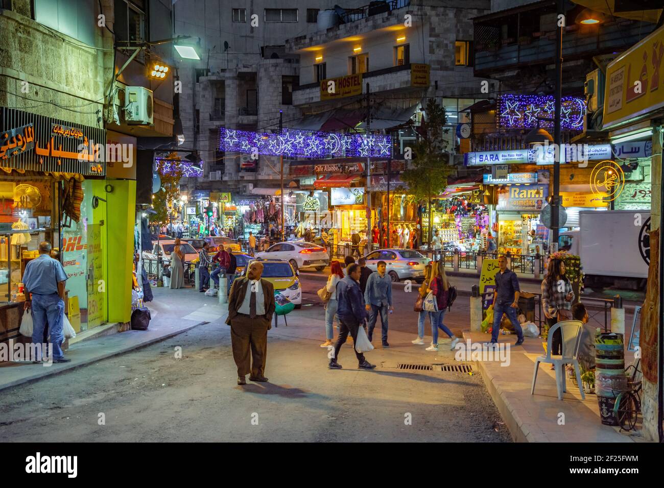 Nacht Leben an, der Markt im Souk in Amman, Jordanien Stockfoto