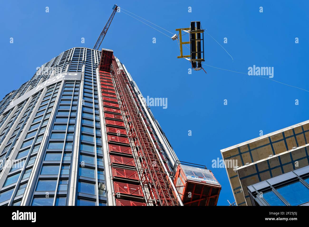 Bau von South Bank Tower in London Stockfoto