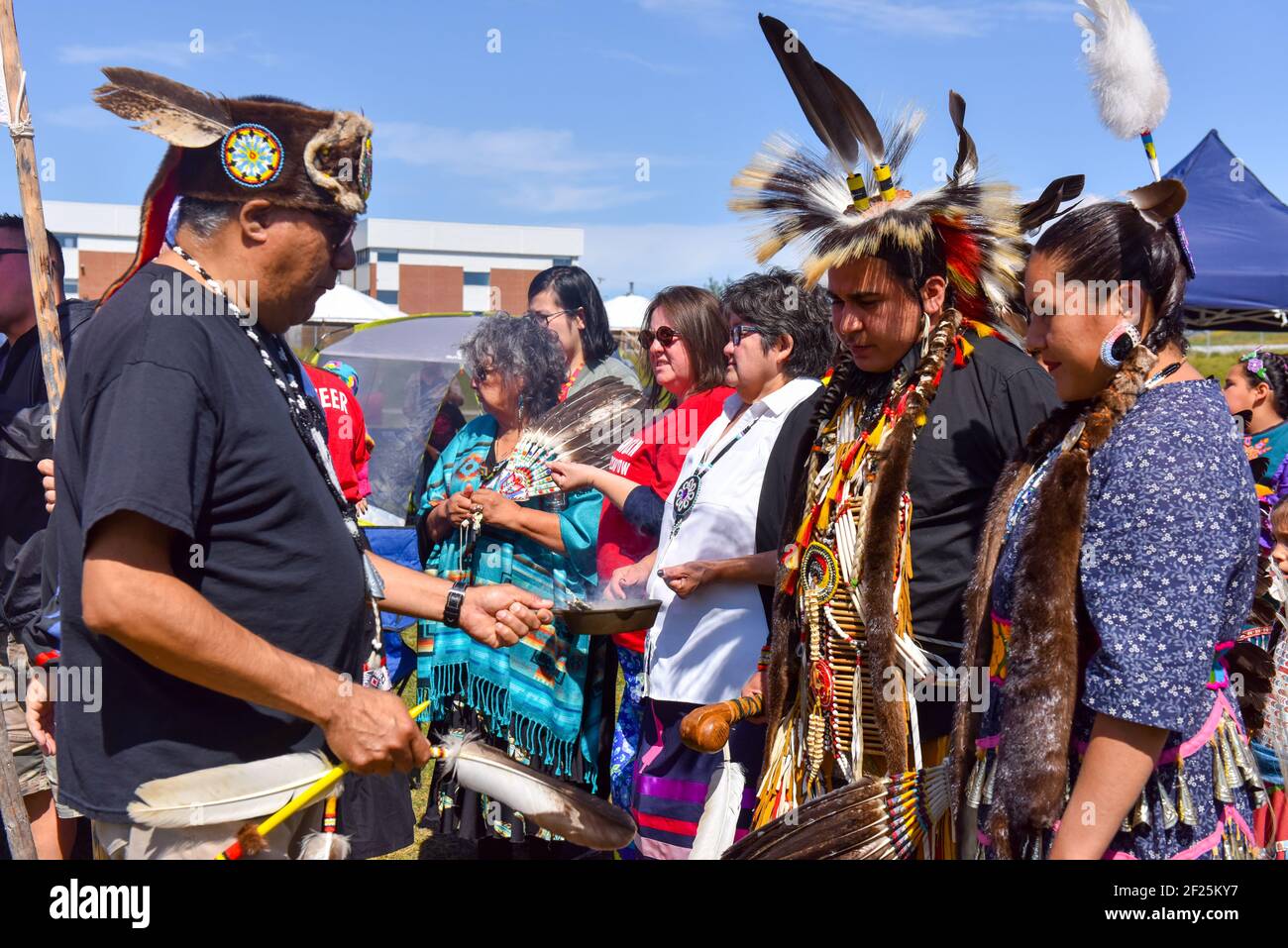 Verfleckungszeremonie, gebürtige Pow-Wow, Nord-Quebec, Kanada Stockfoto