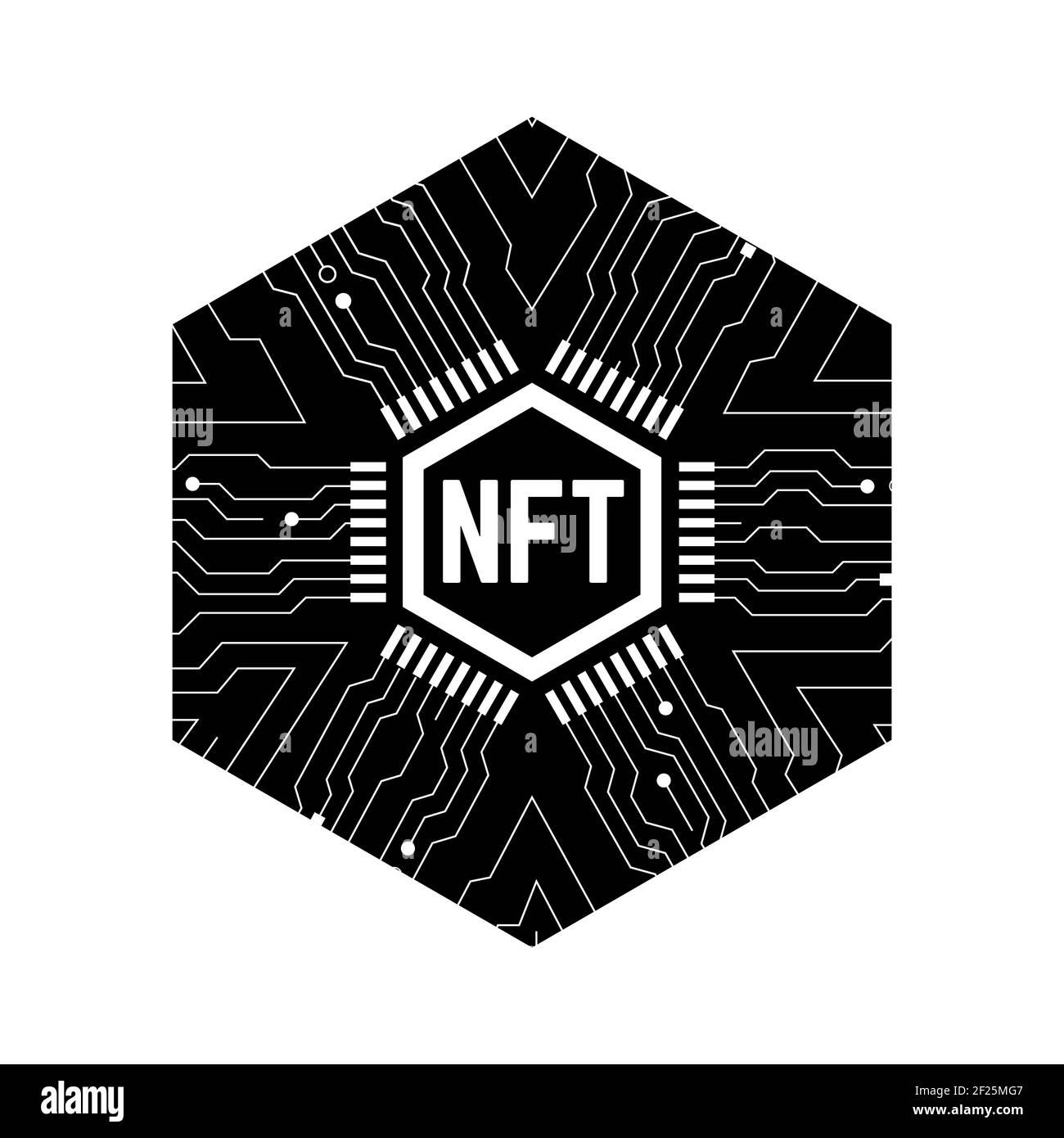 Nicht fungibler NFT-Token. Schwarz und Weiß Stock Vektor