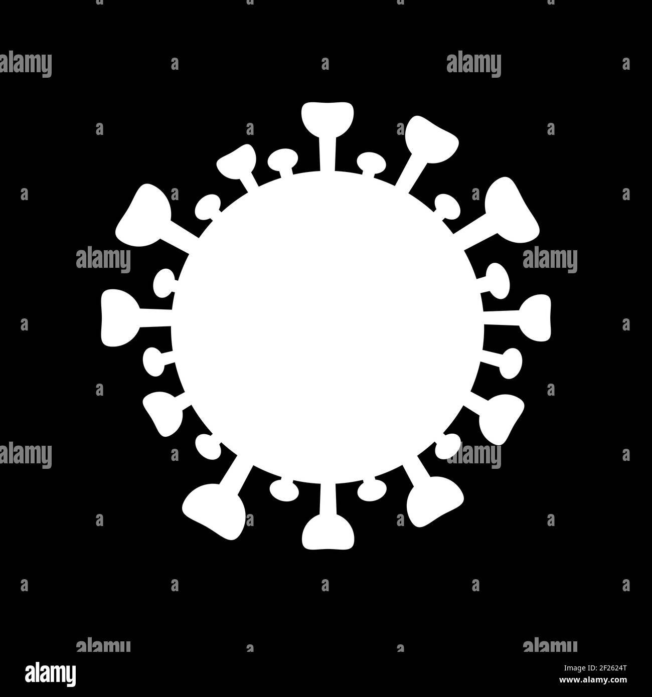 Virus-Symbol, einfacher Vektor mit schwarzem Hintergrund Stock Vektor