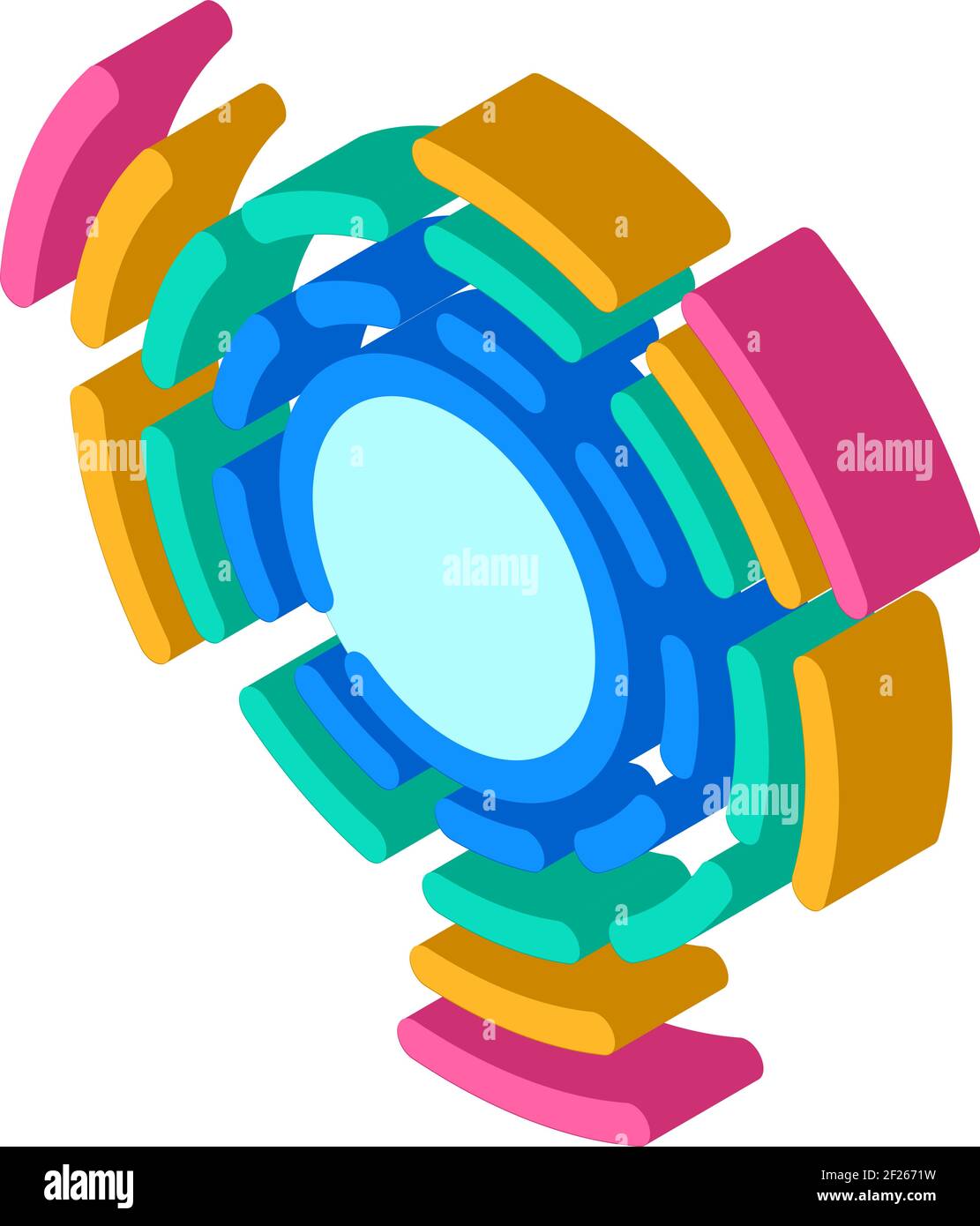 Kreisförmiger Equalizer isometrisches Symbolvektor Illustration Zeichen Stock Vektor