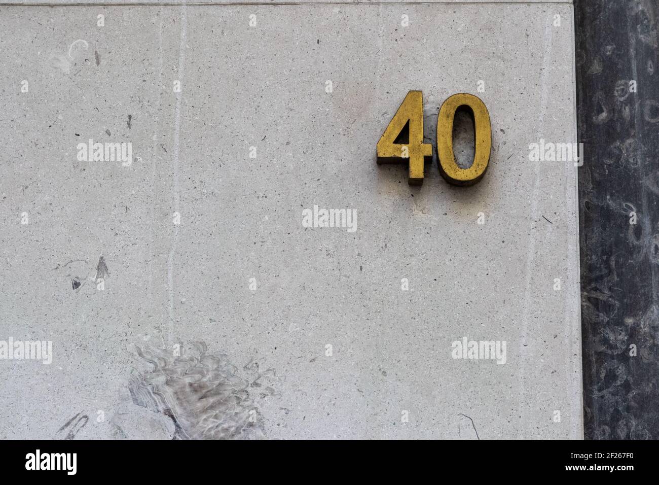 40 alte Hausnummer, Konzeptnummer Stockfoto