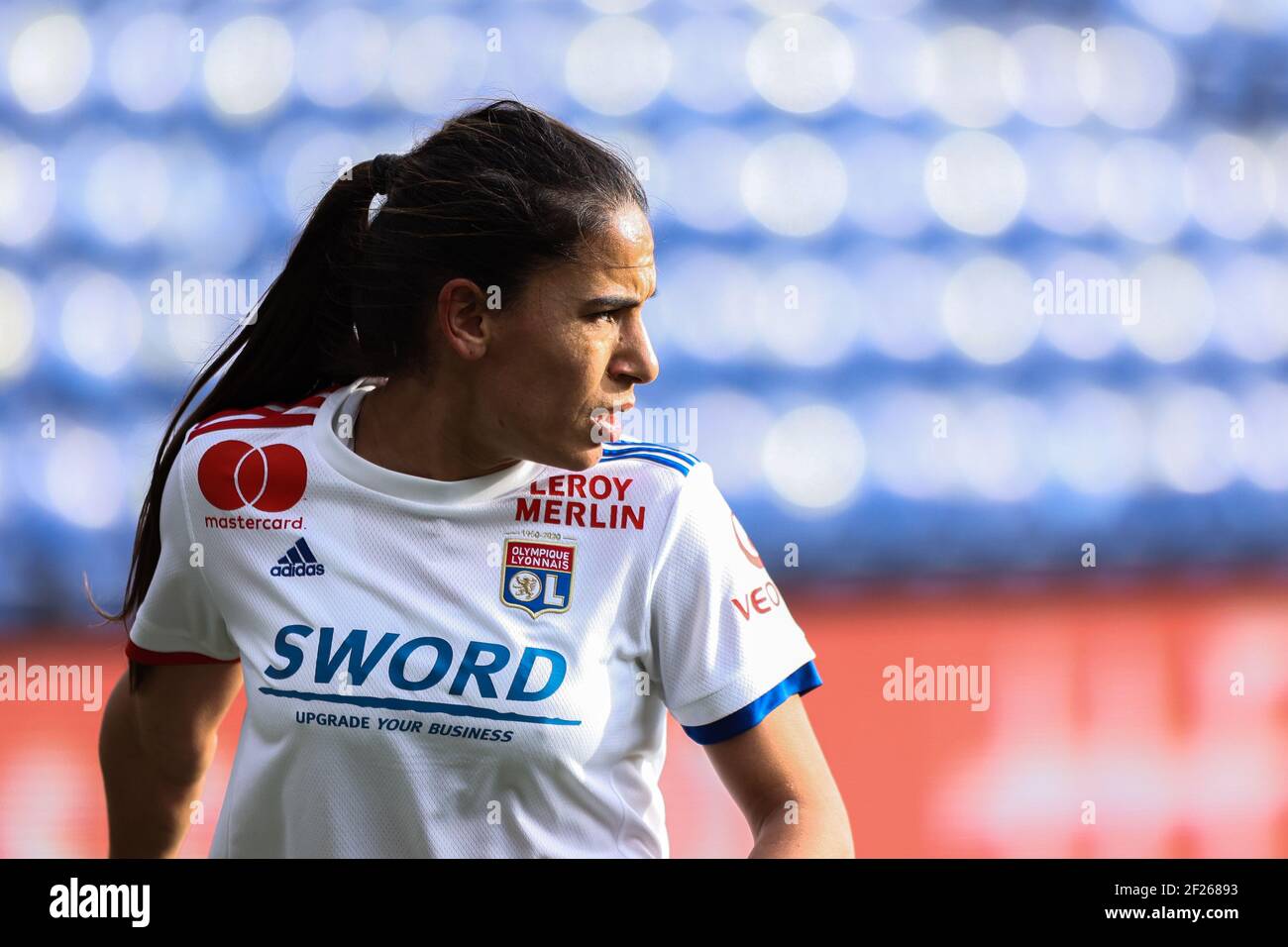 Brondby, Dänemark. März 2021, 10th. Amel Majri (7) von Olympique Lyon während des UEFA Women's Champions League-Spiels zwischen Brondby IF und Olympique Lyon im Brondby Stadion in Broendby, Dänemark. (Foto Kredit: Gonzales Foto/Alamy Live News Stockfoto