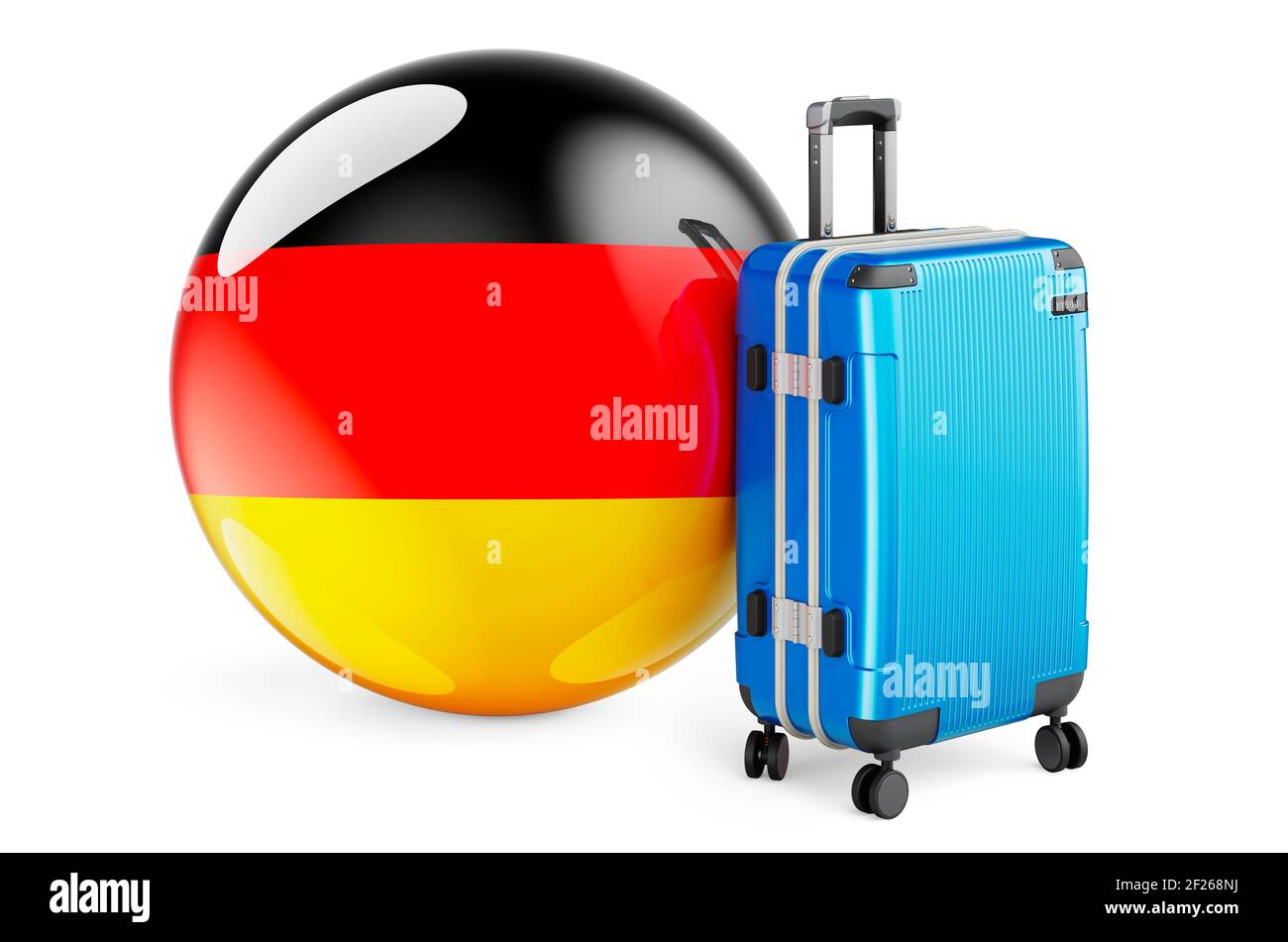 Koffer mit deutscher Flagge. Deutschland Reisekonzept, 3D Rendering  isoliert auf weißem Hintergrund Stockfotografie - Alamy