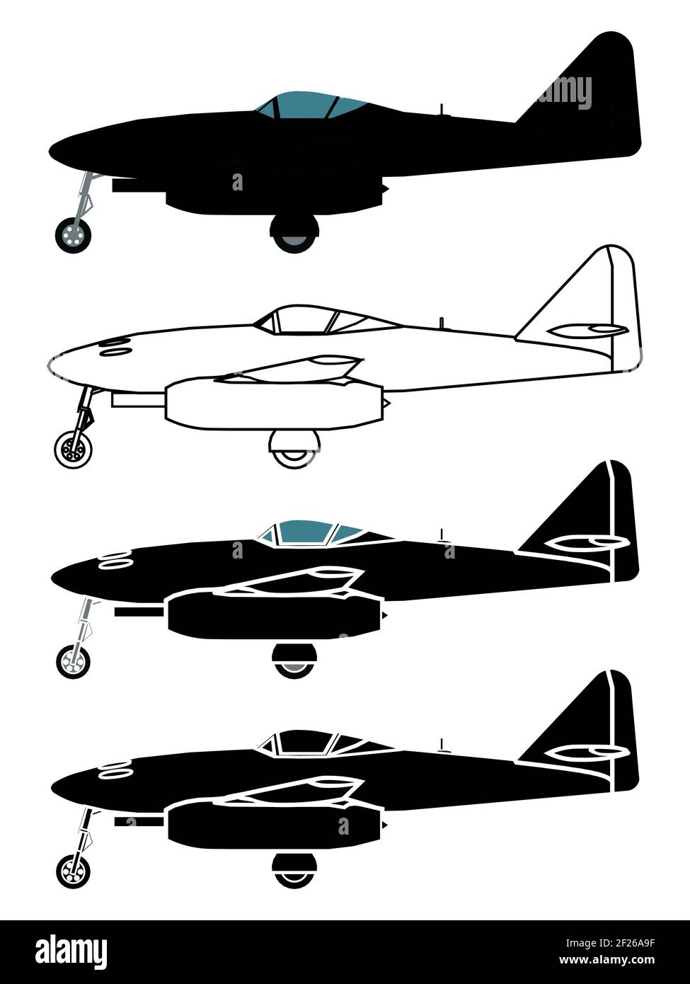 Me 262 in der rechten Ansicht Stock Vektor