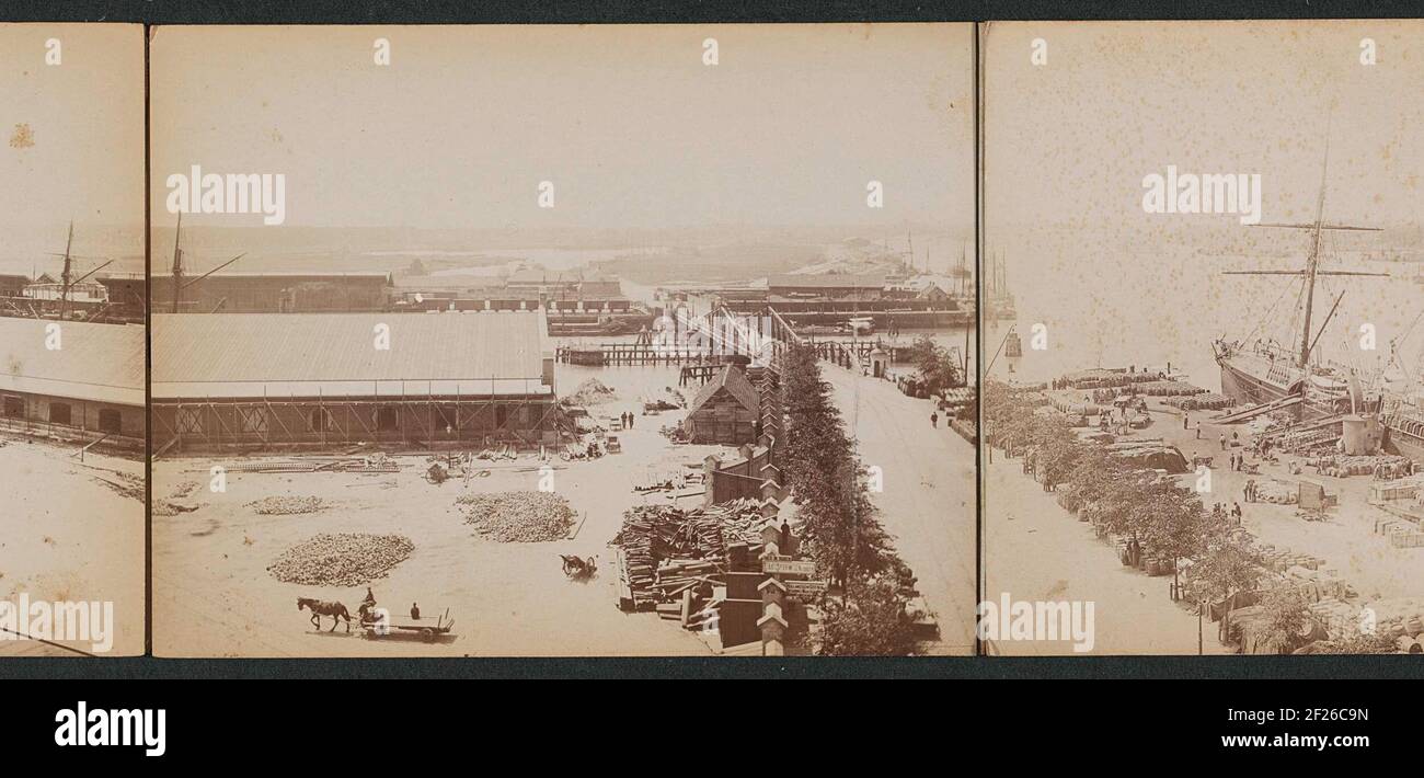 Blick auf das Resort an der Brücke über den Eisenbahnhafen.Teil des Panoramas der Rotterdamer Gladein auf dem Kopf oder Süden, Foto 6 oder 7. Stockfoto