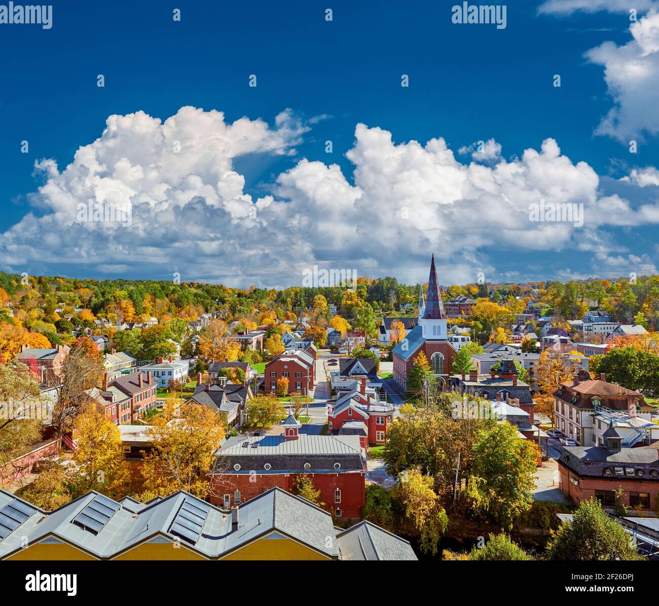 Skyline der Stadt Montpelier im Herbst, Vermont, USA Stockfoto